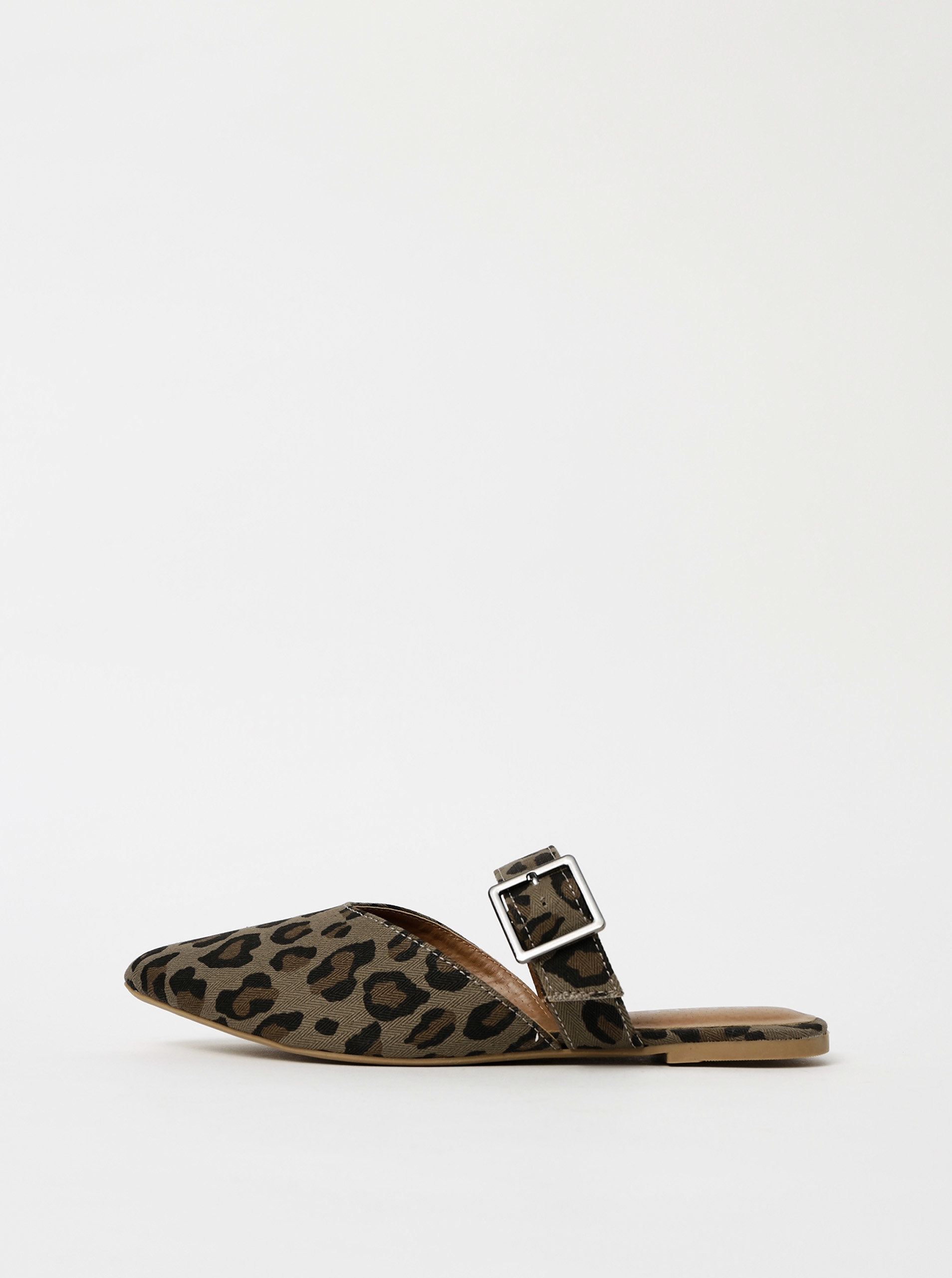 Khaki pantofle s leopardím vzorem Pieces Nua