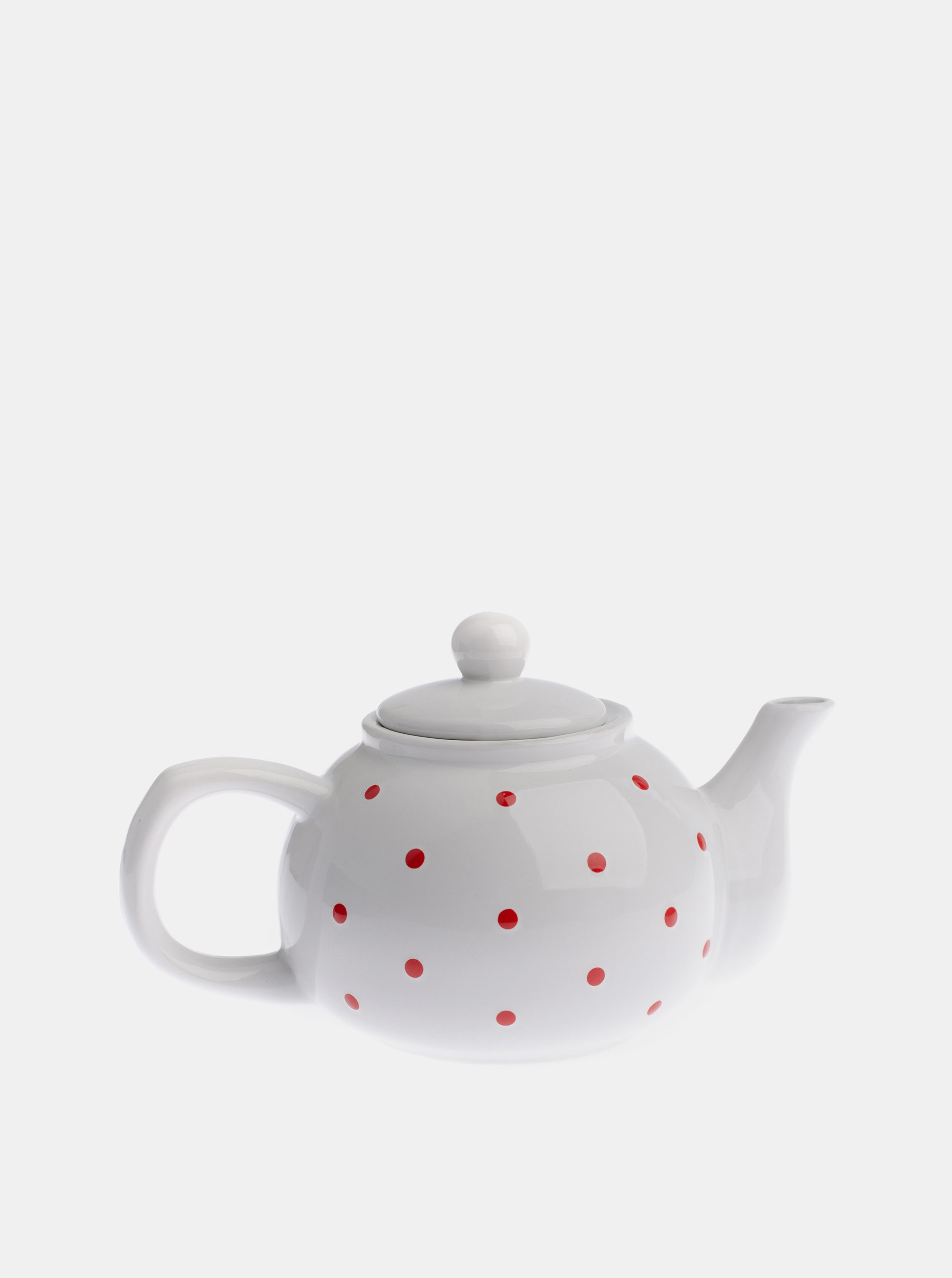 Bílá puntíkovaná konvička na čaj Dakls