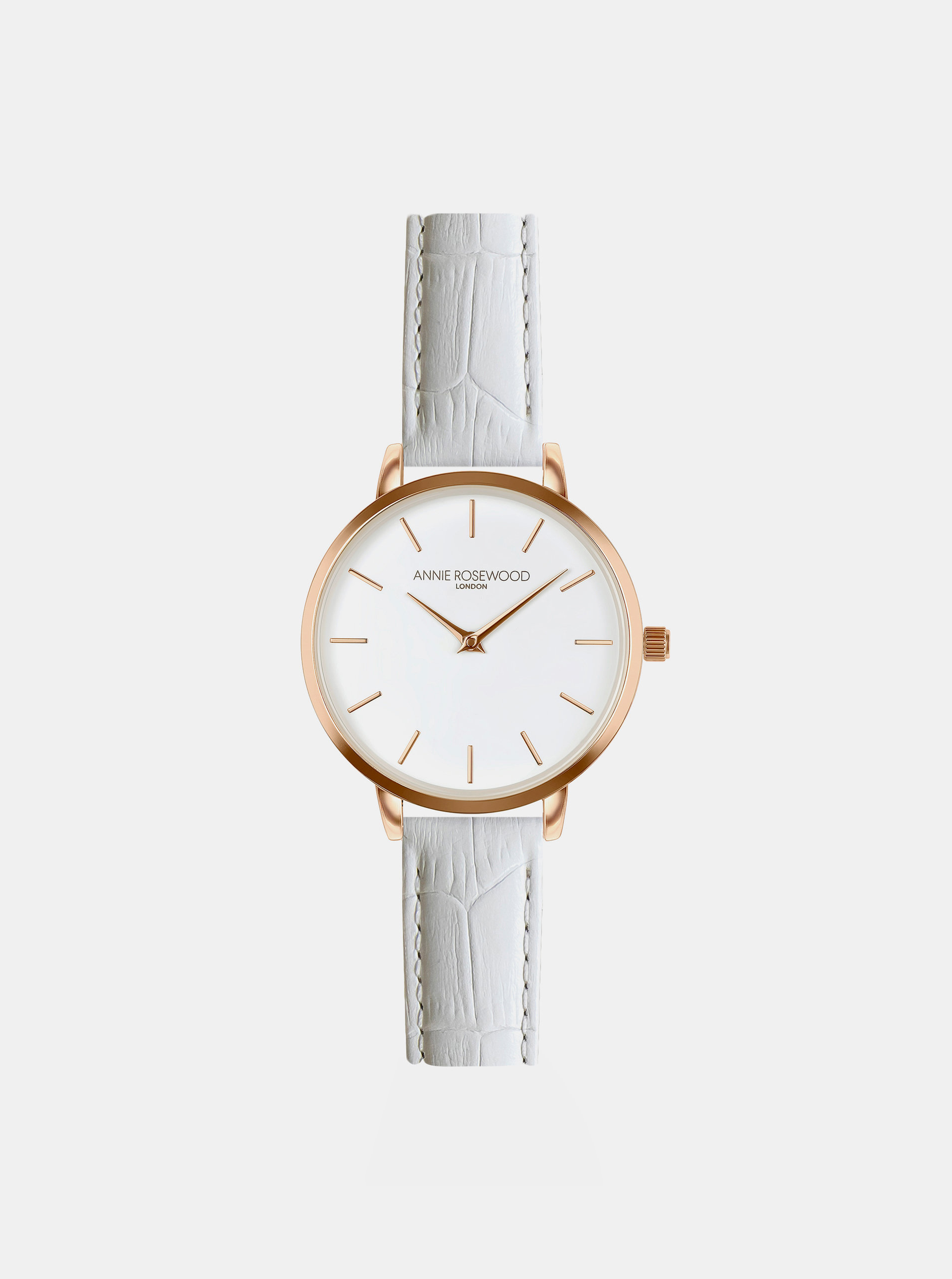 Dámské vzorované hodinky s bílým koženým páskem Annie Rosewood
