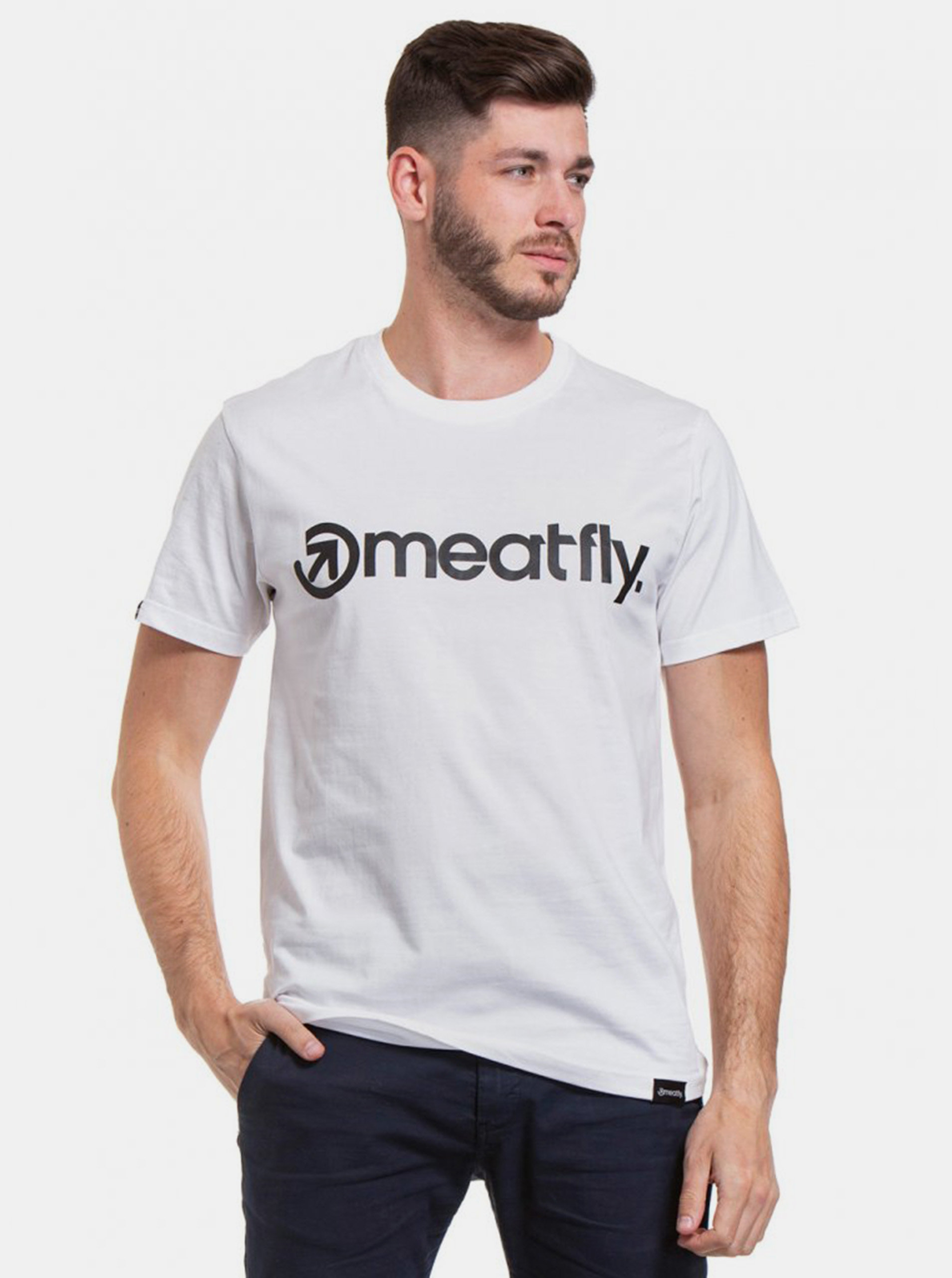 Bílé pánské tričko s potiskem Meatfly Logo