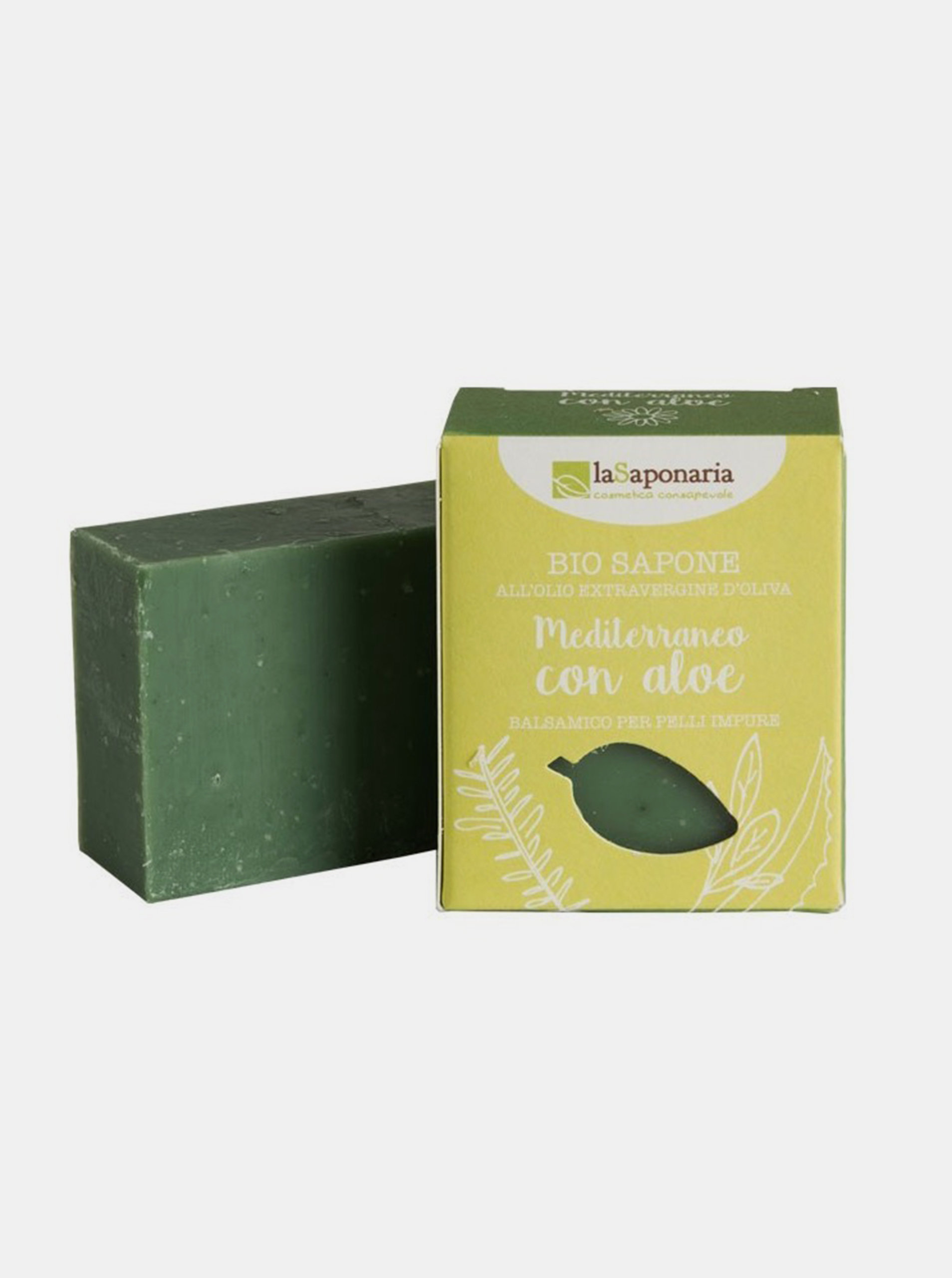Fotografie Tuhé olivové mýdlo BIO - Středomořské bylinky s aloe 100 g laSaponaria