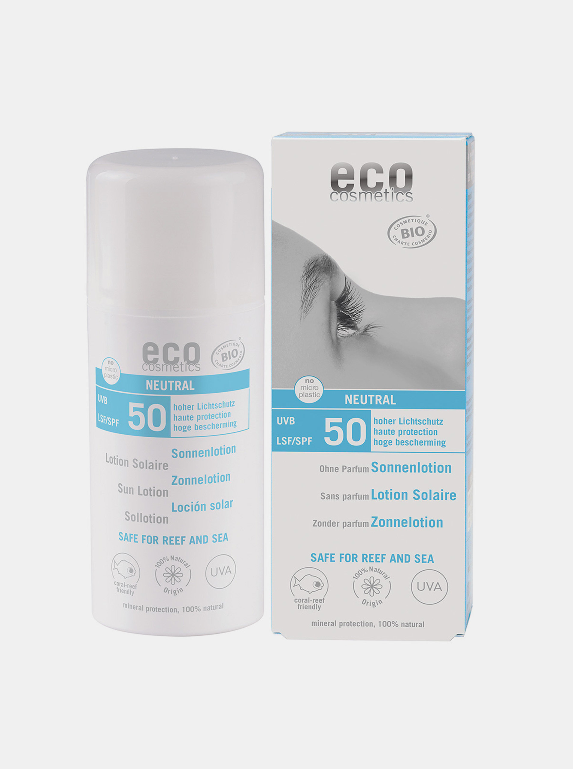 Fotografie Opalovací krém Neutral bez parfemace SPF 50 BIO 100 ml Eco Cosmetics