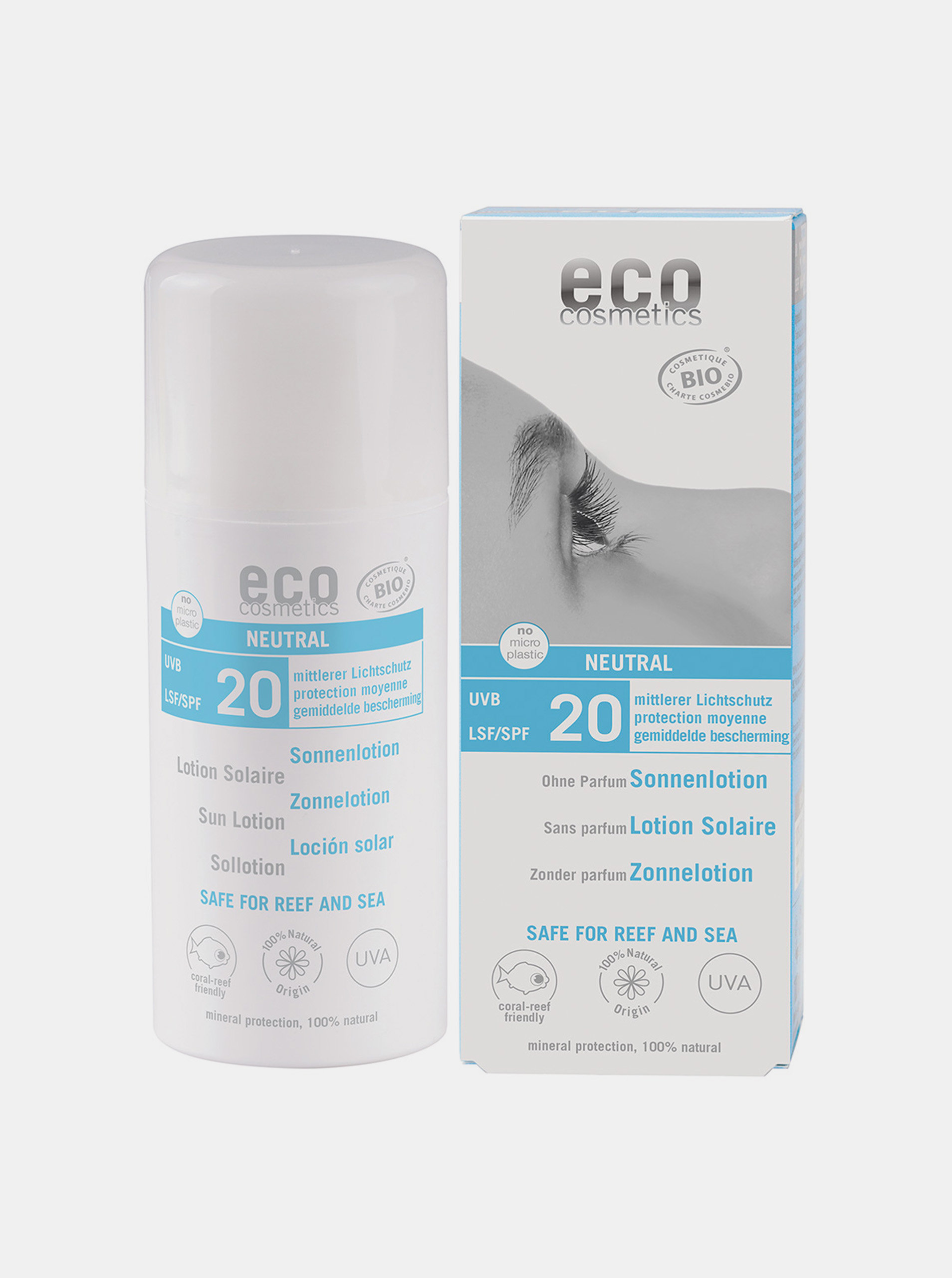 Fotografie Opalovací krém Neutral bez parfemace SPF 20 BIO 100 ml Eco Cosmetics