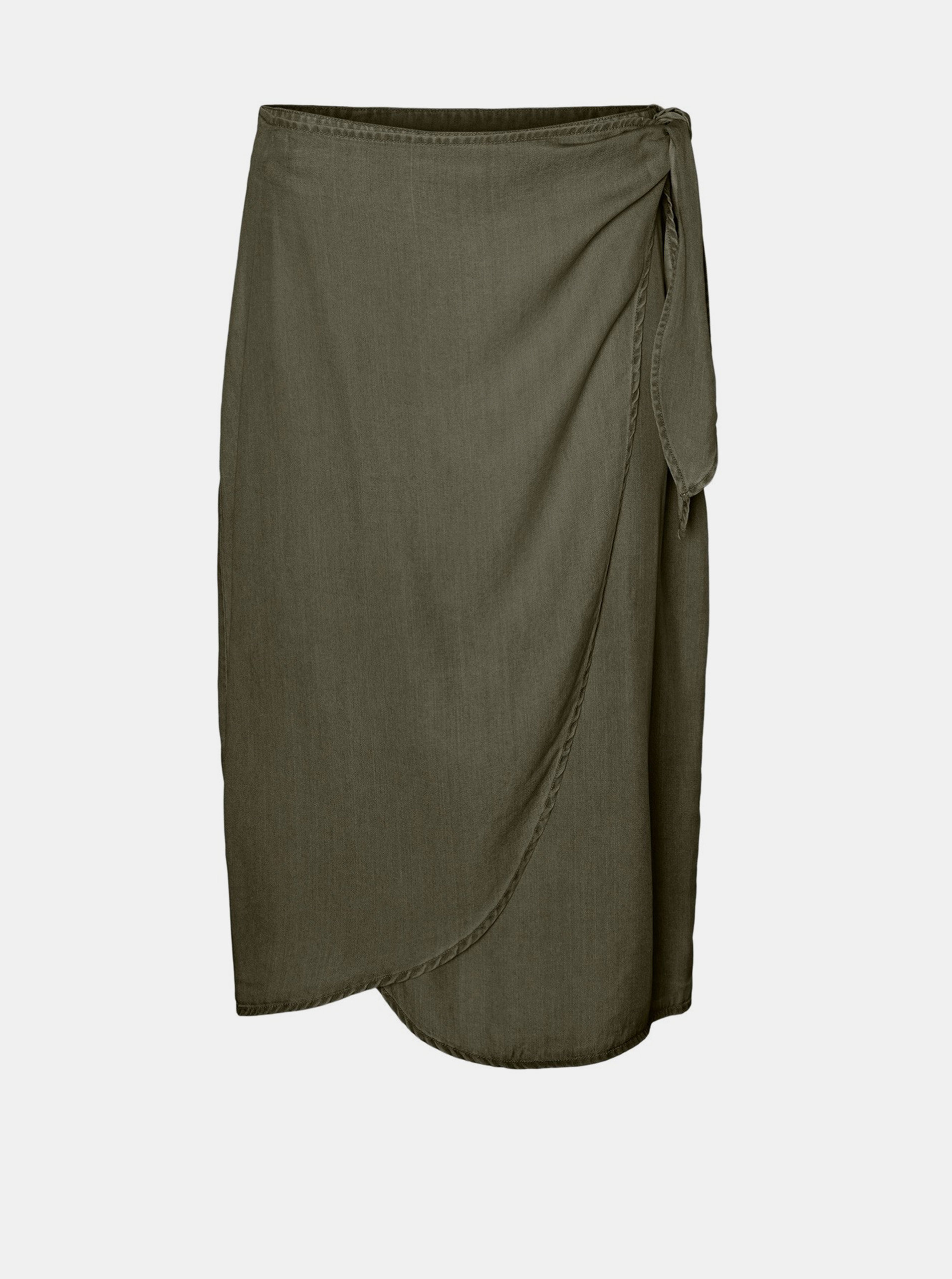 Khaki zavinovací sukně VERO MODA Laura