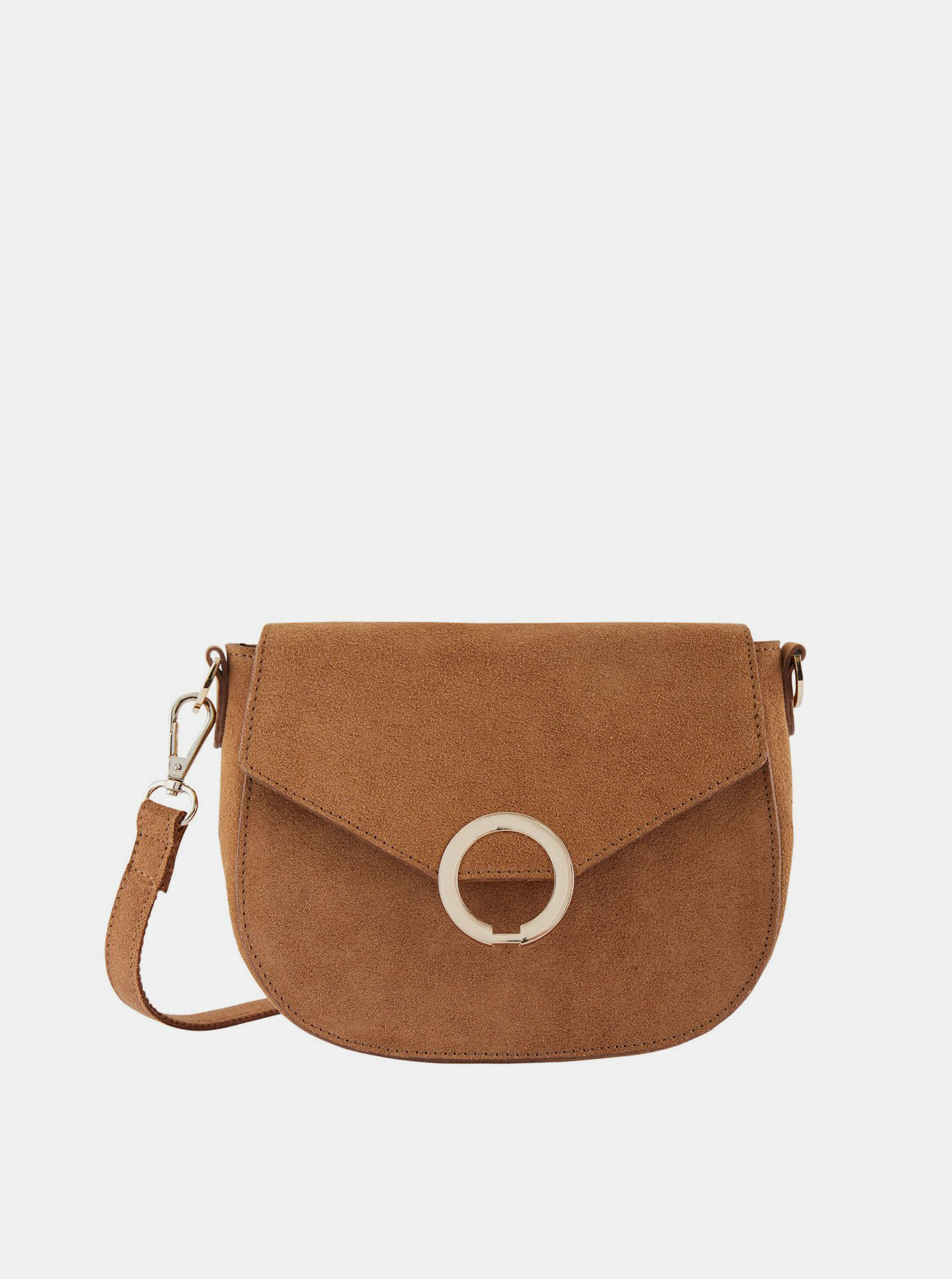 Hnědá semišová crossbody kabelka Pieces Ami