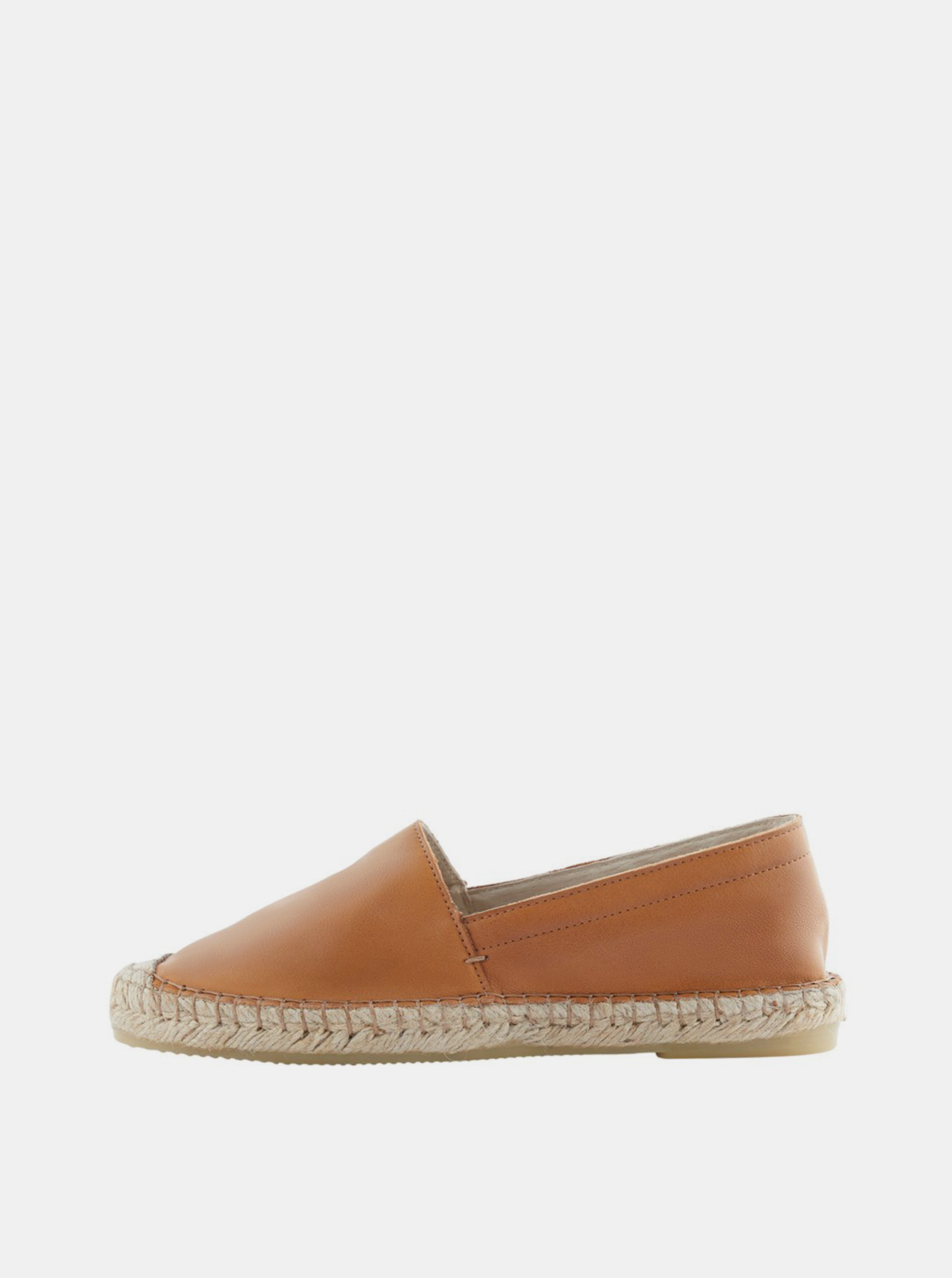 Hnědé kožené espadrilky Pieces Katie