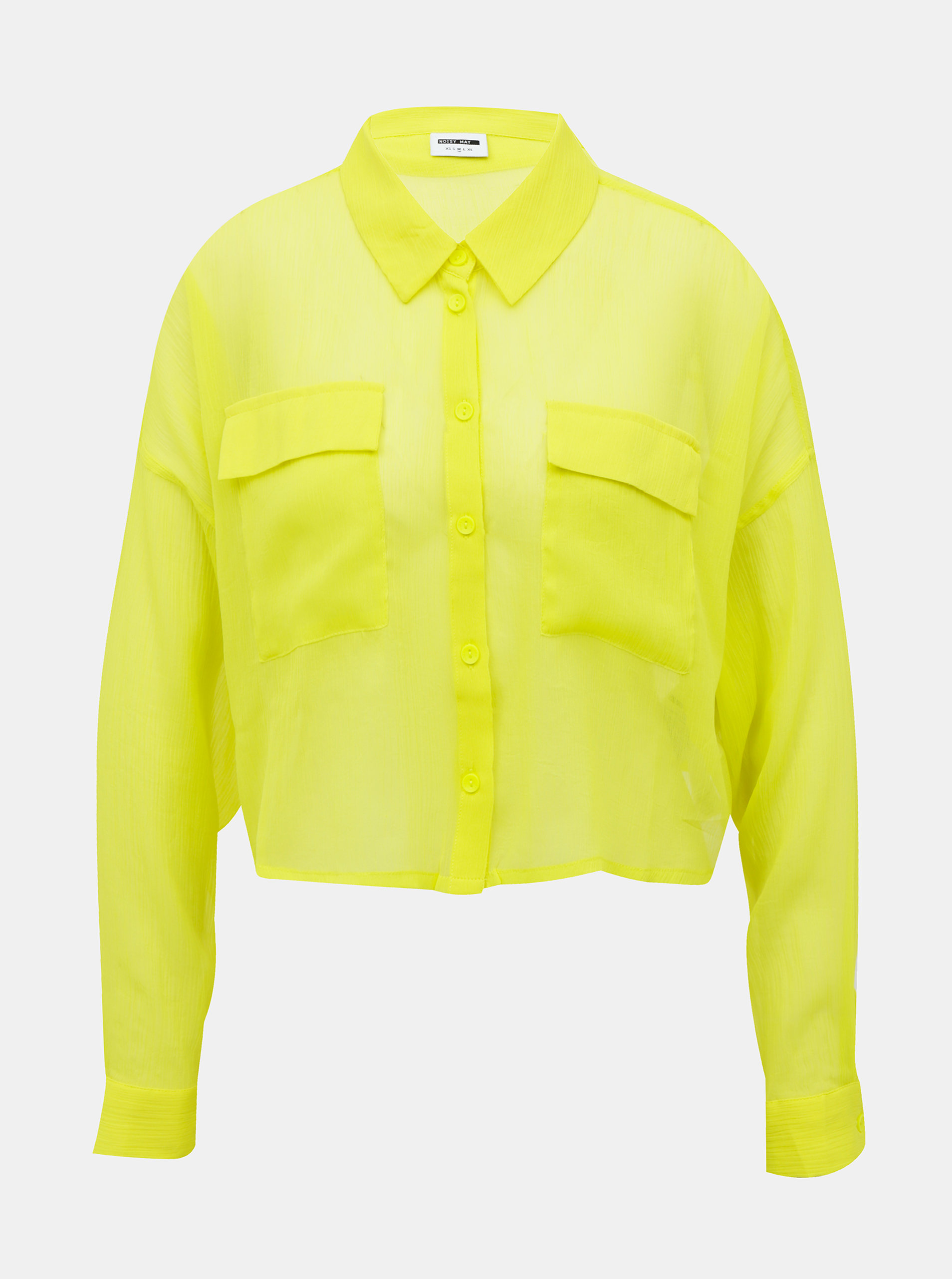 Fotografie Neonově žlutá krátká průsvitná košile Noisy May Neno