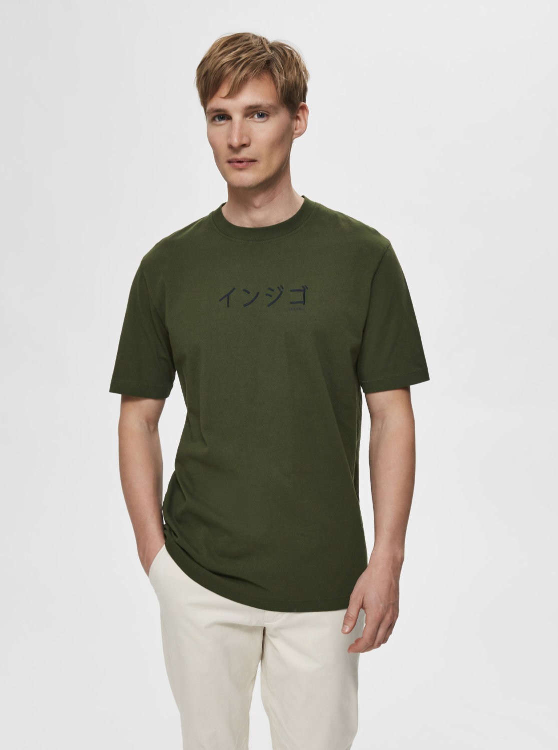 Tmavě zelené tričko Selected Homme Ryan