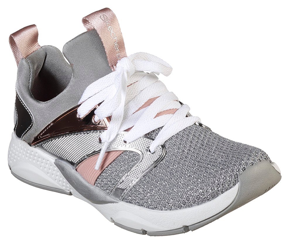 Skechers šedo-stříbrné dívčí tenisky Shine Status