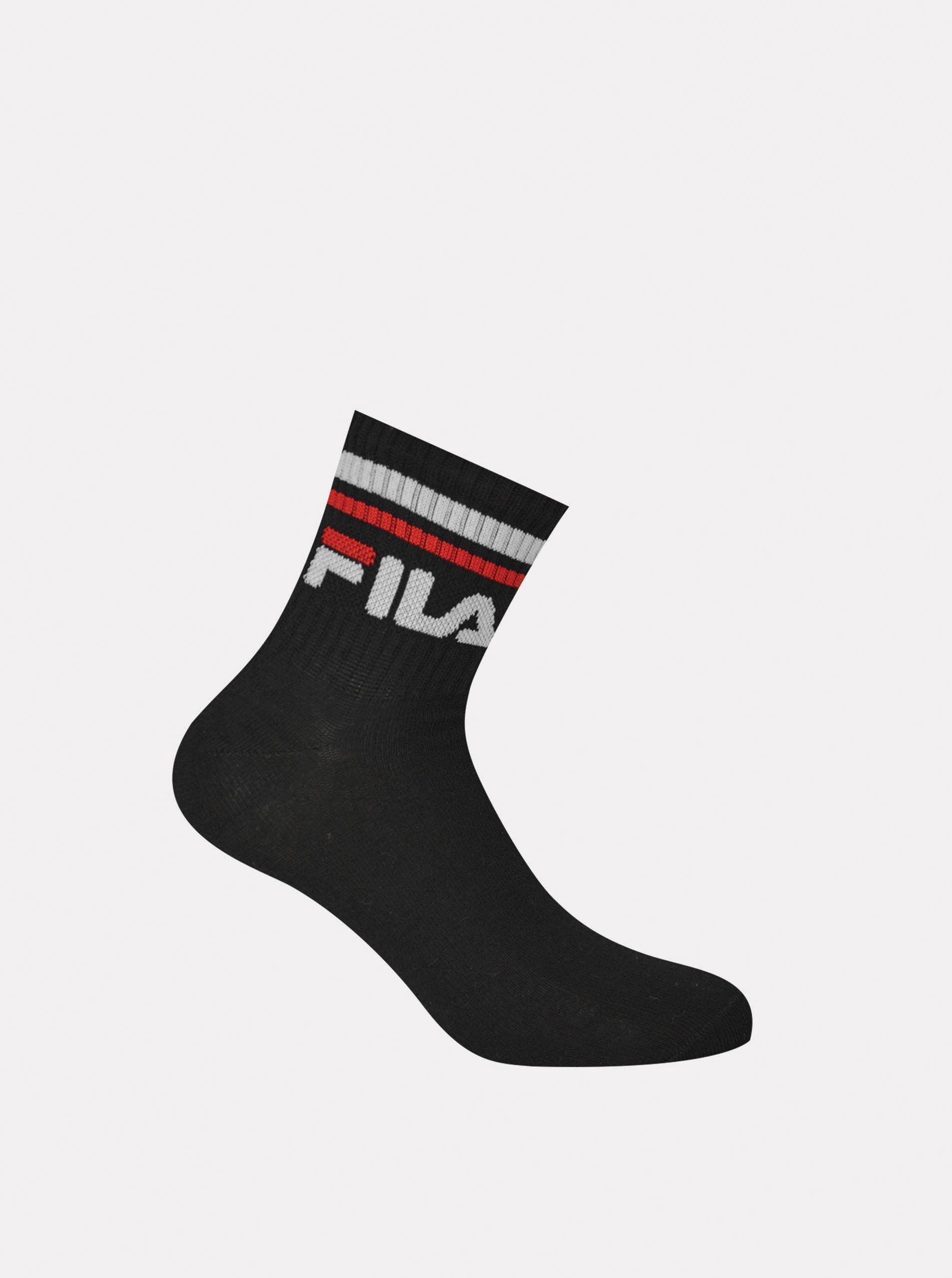 Fotografie Sada tří párů pánských černých kotníkových ponožek FILA