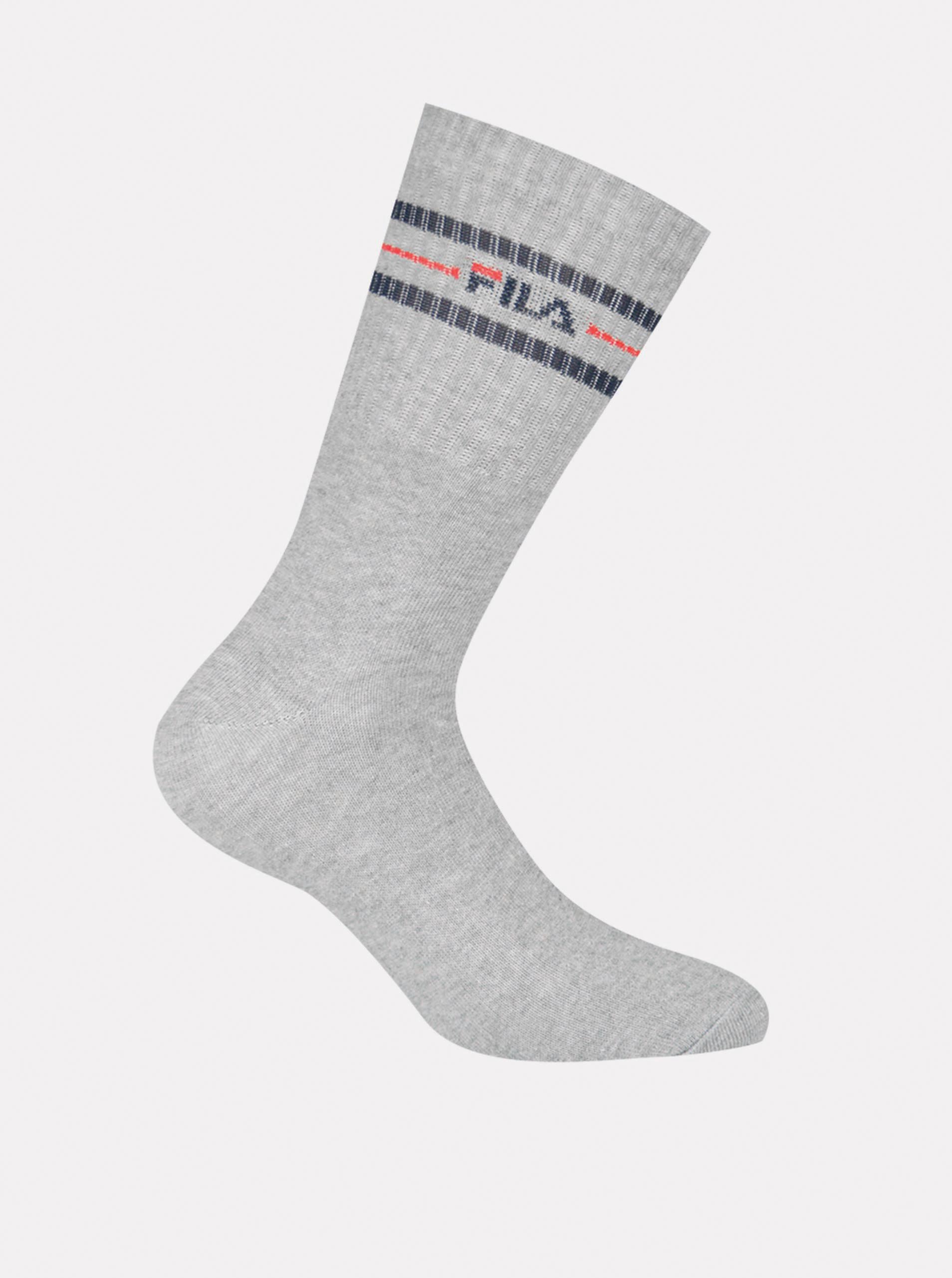 Fotografie Sada tří párů pánských ponožek v šedé barvě FILA