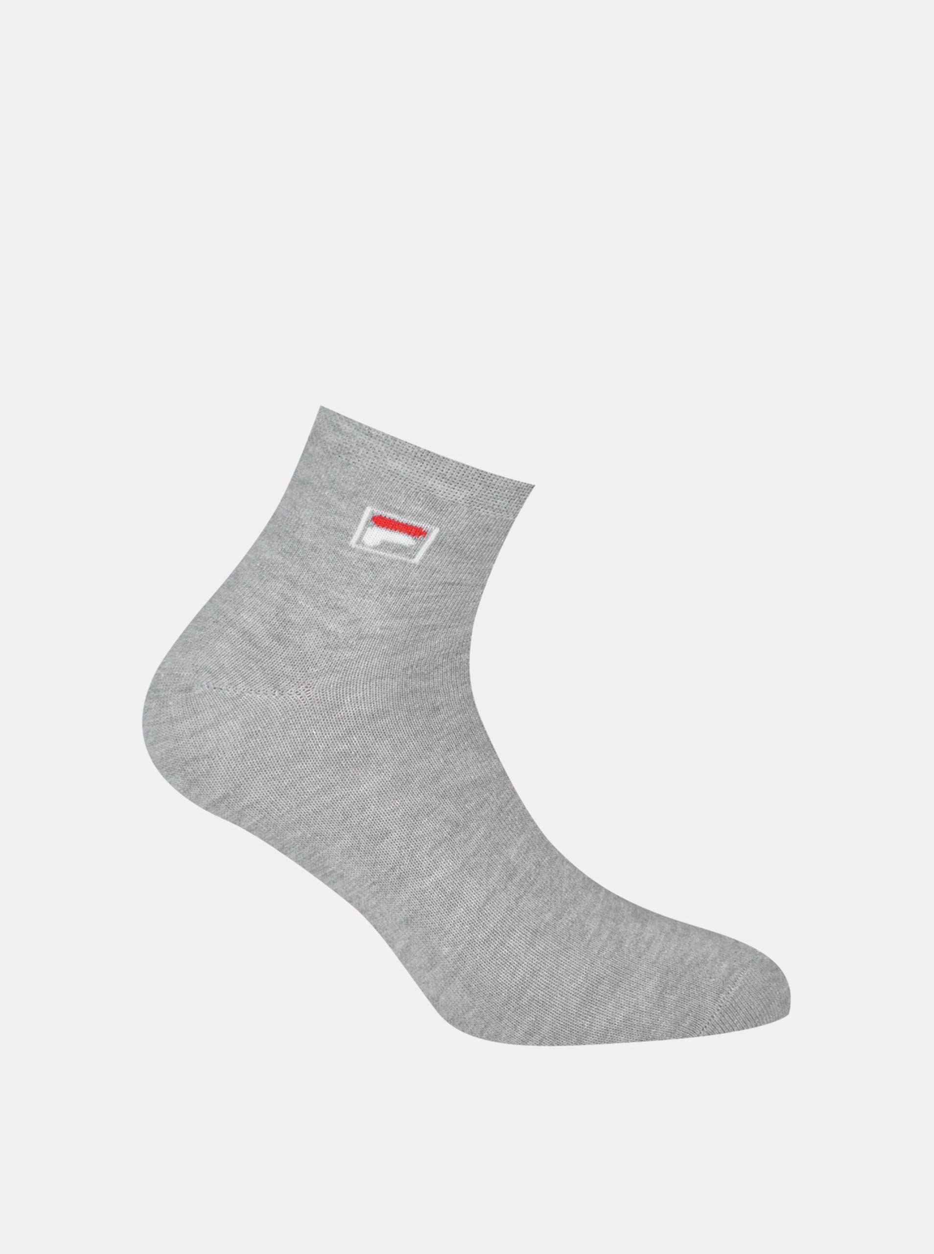 Fotografie Sada tří párů pánských šedých kotníkových ponožek FILA