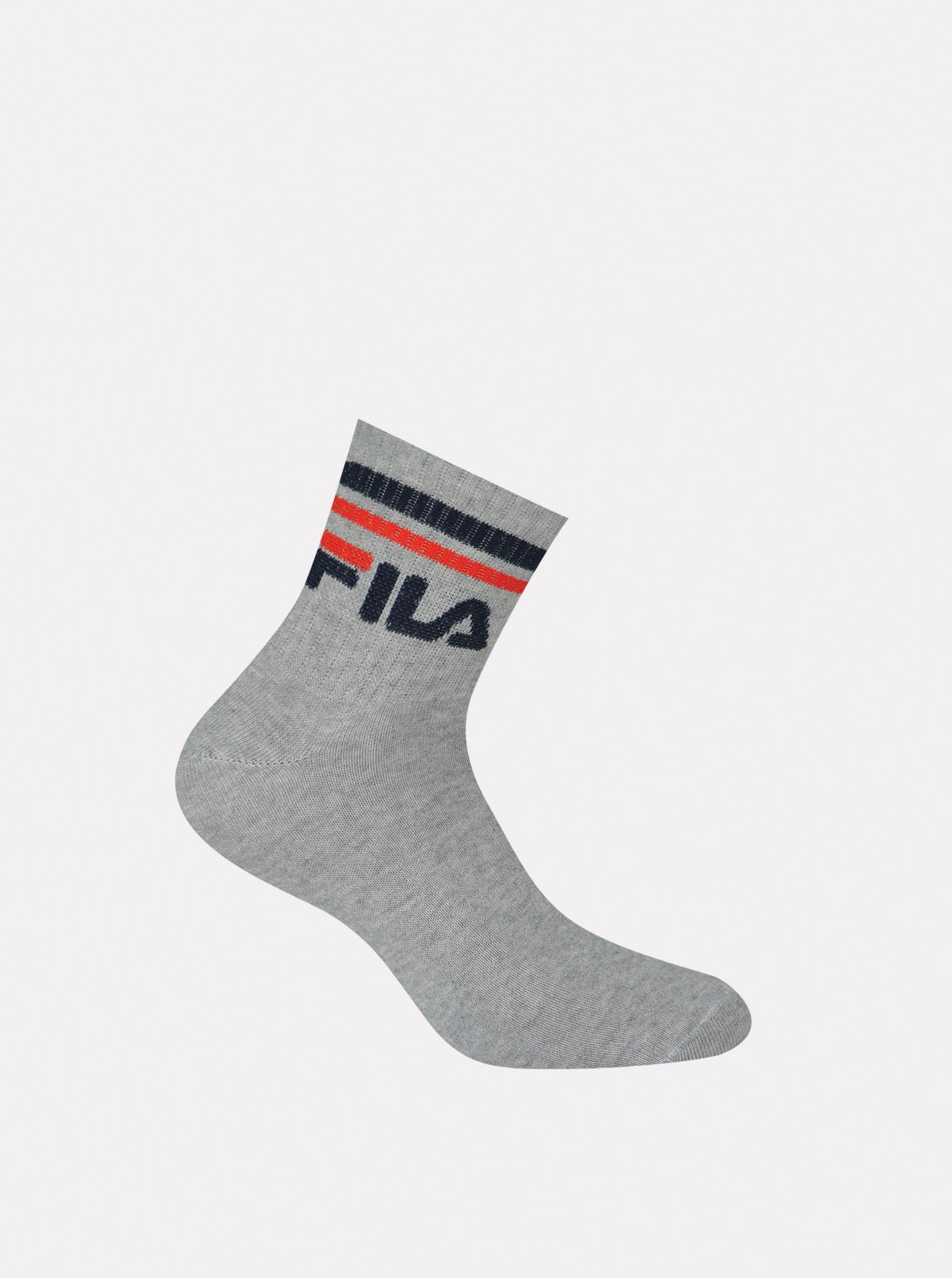 Sada tří párů šedých kotníkových ponožek FILA