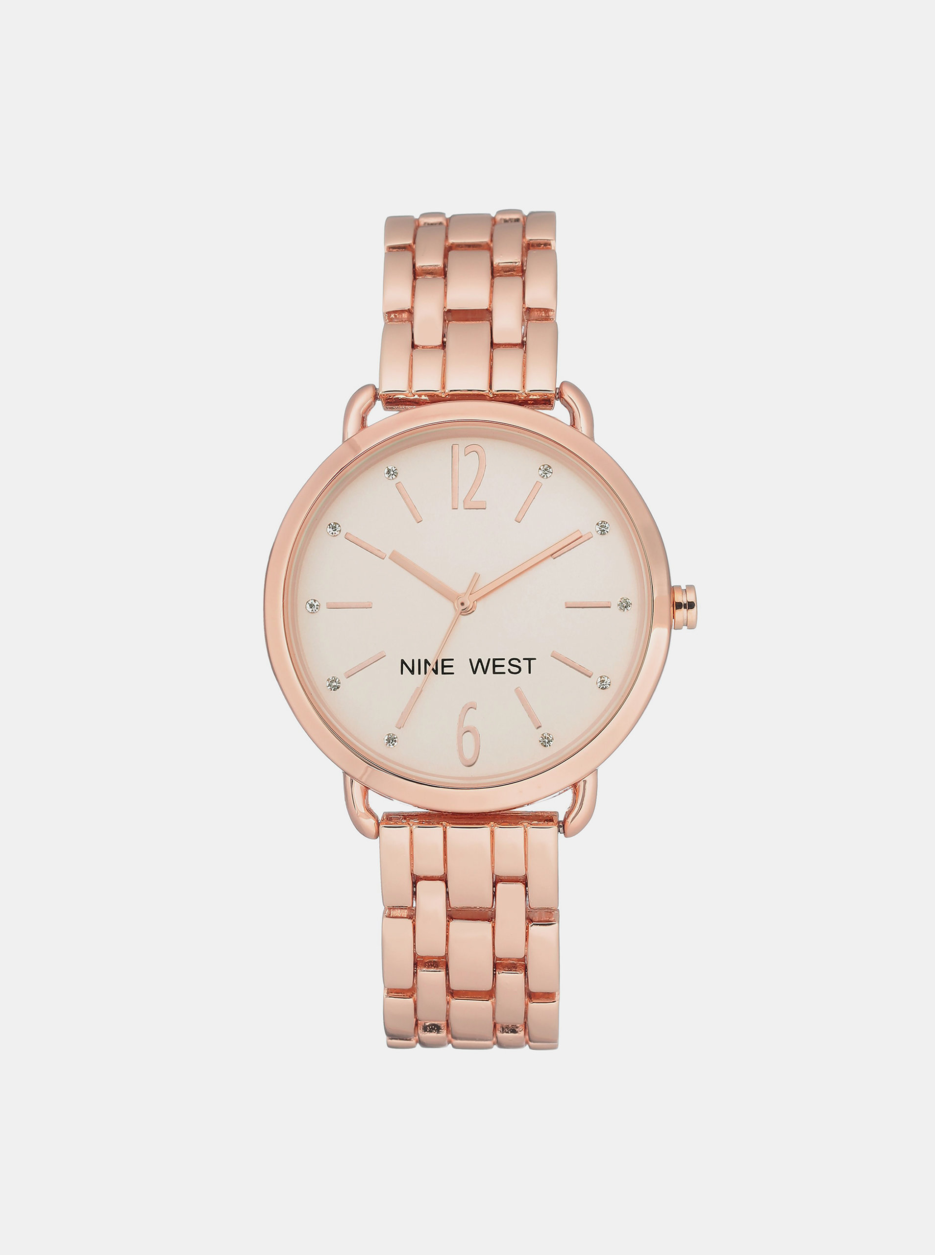 Fotografie Dámské hodinky s kovovým páskem v růžovozlaté barvě Nine West