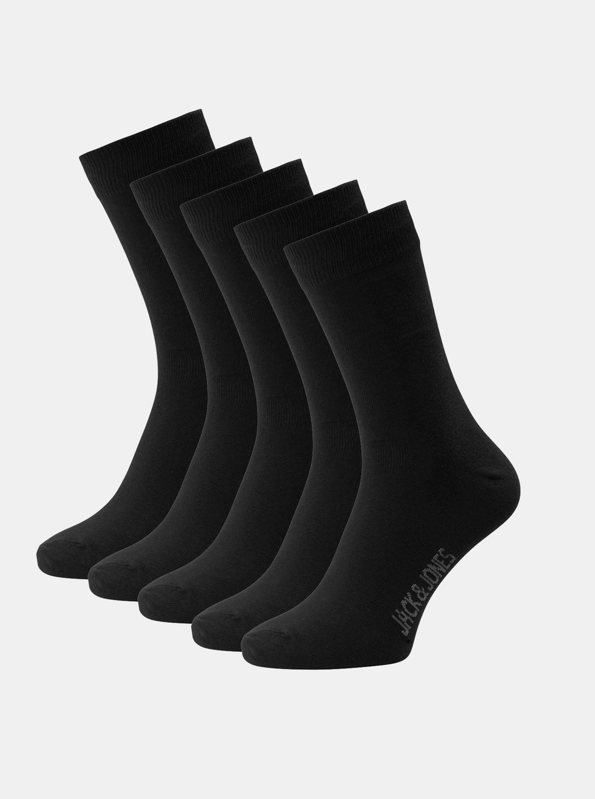 Fotografie Sada pěti párů černých ponožek Jack & Jones Jens