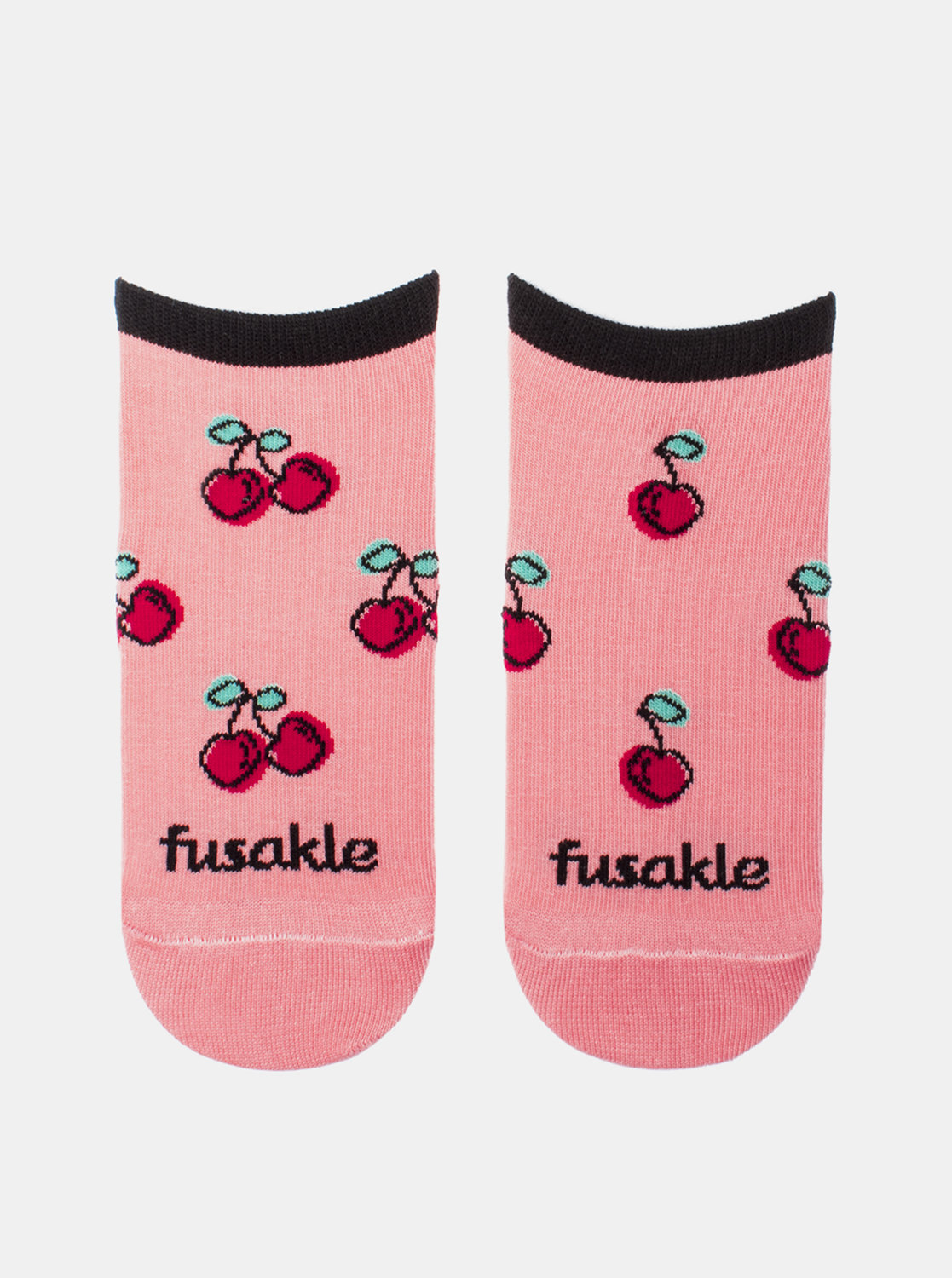 Fotografie Růžové vzorované kotníkové ponožky Fusakle Třešeň
