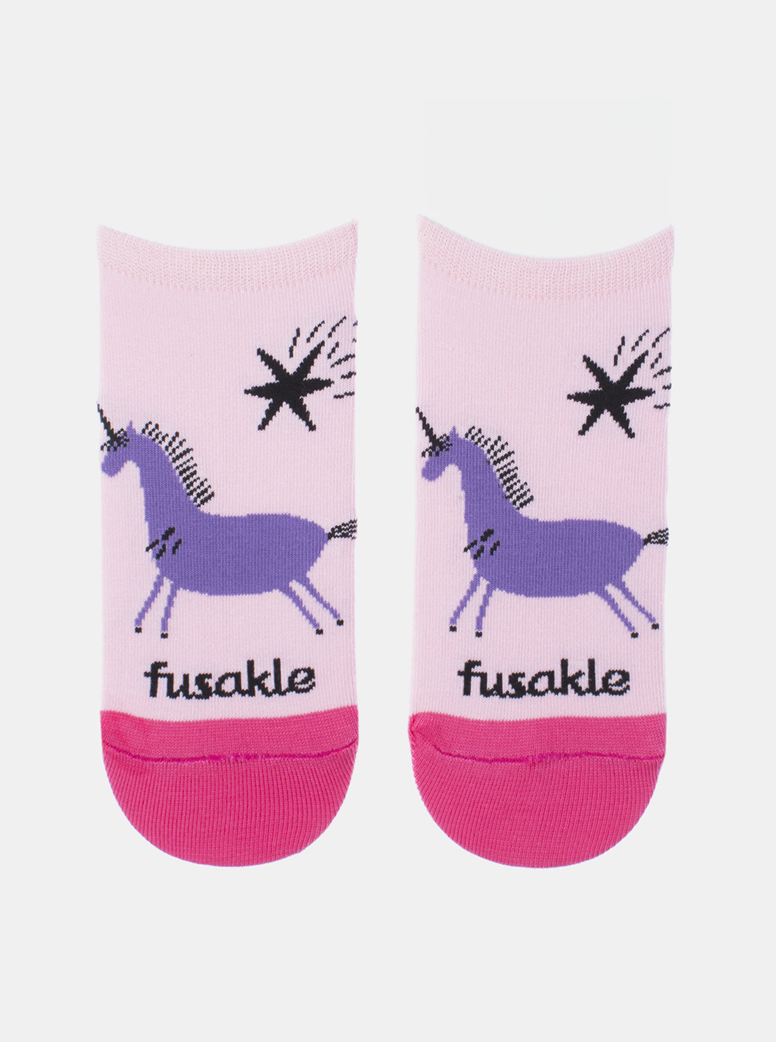 Fotografie Růžové vzorované kotníkové ponožky Fusakle Jednorožec