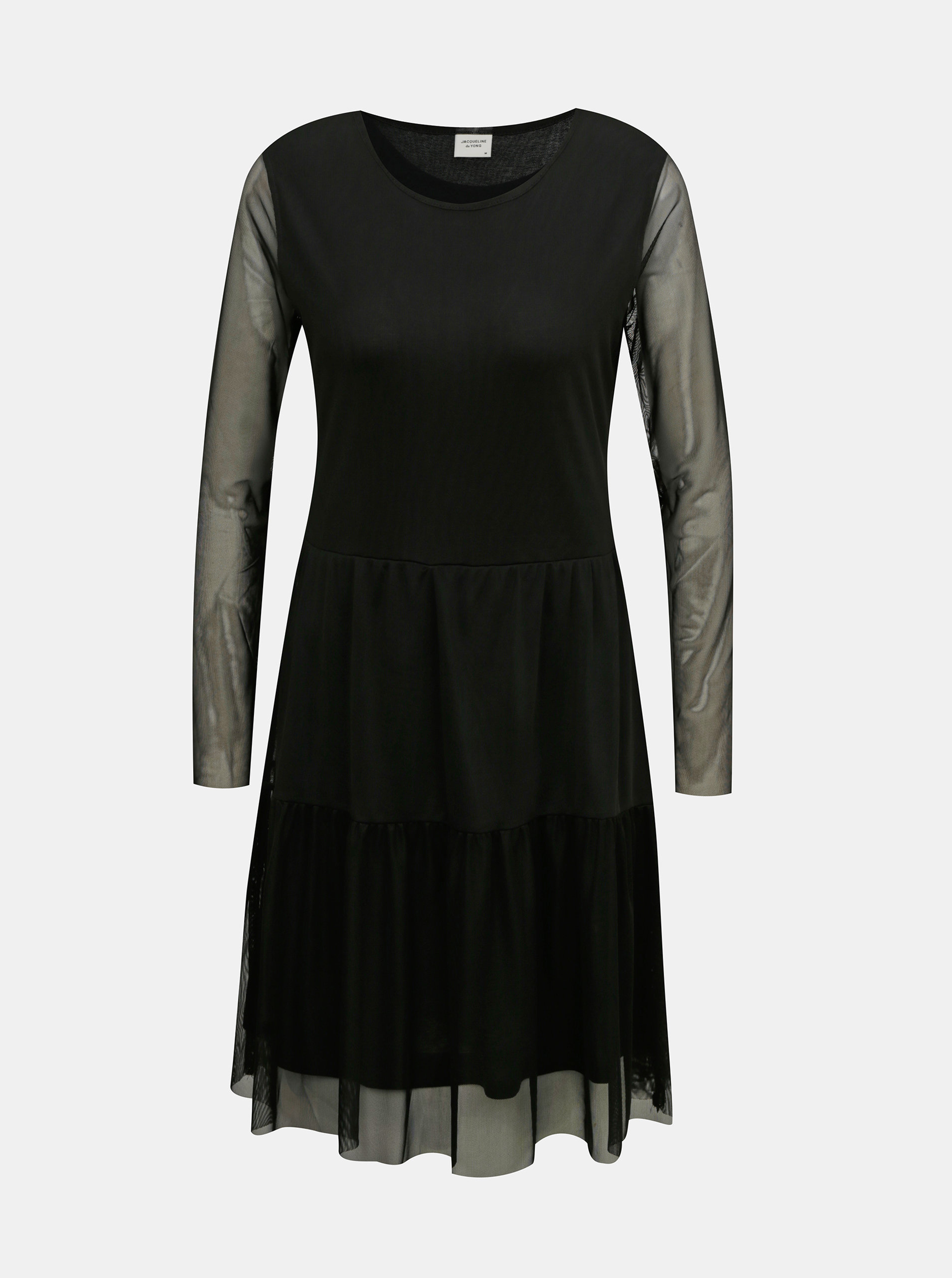 Fotografie Černé šaty s průsvitnými rukávy Jacqueline de Yong Dixie