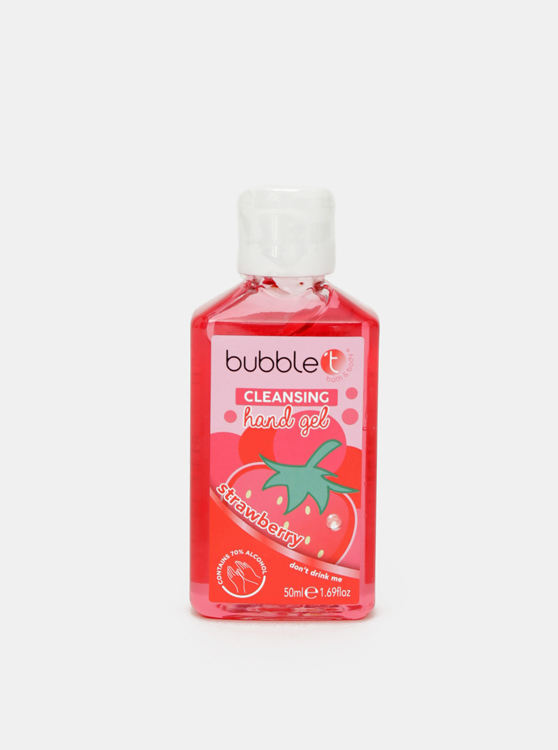 Antibakteriální gel na ruce (70% alkoholu) Bubble T Cosmetics Strawberry 50 ml