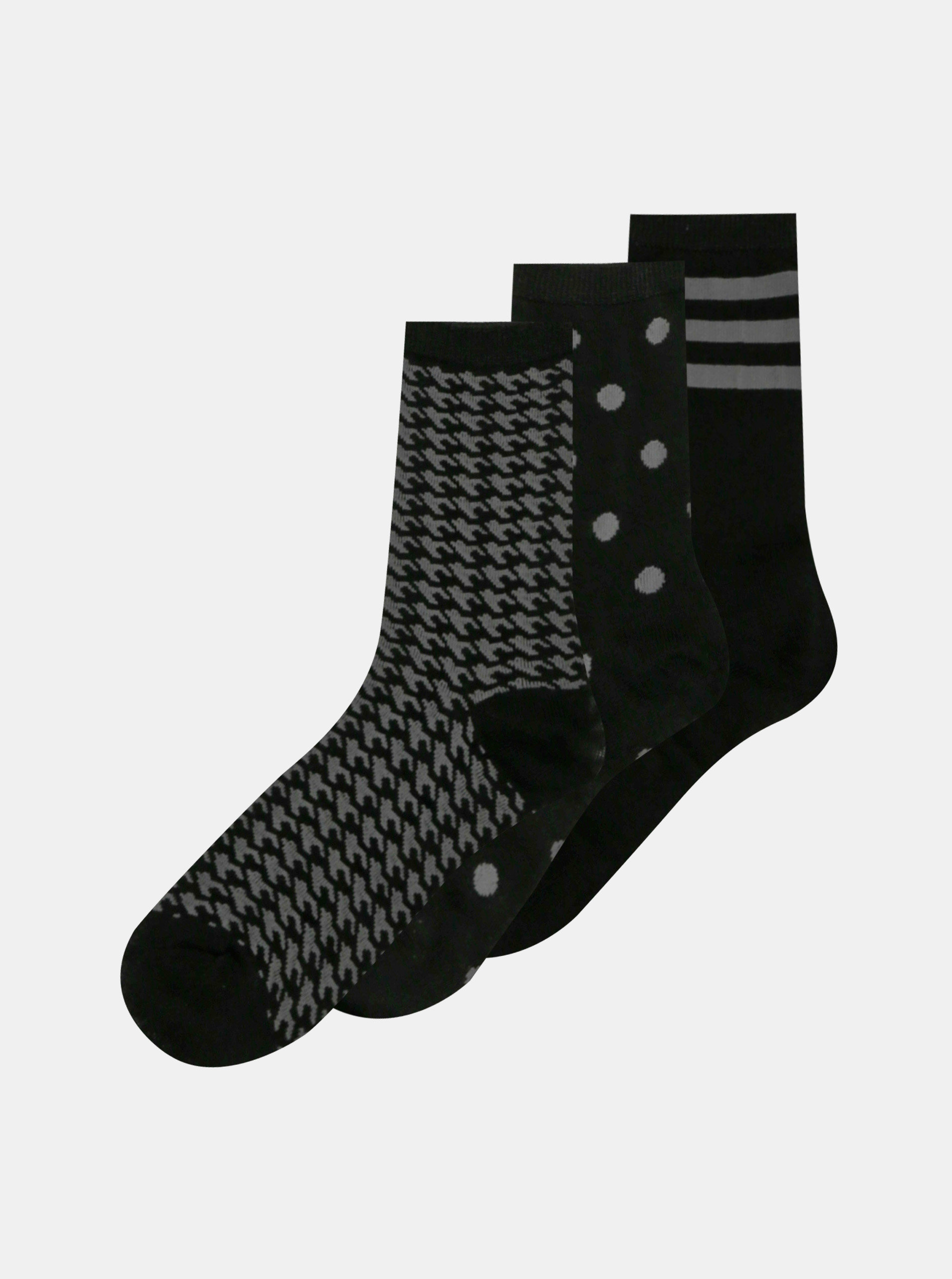 Fotografie Sada tří párů černých ponožek ONLY Abarna