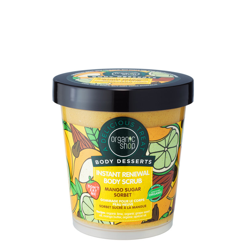 Organic Shop Body Desserts Antioxidační tělový peeling Mangový cukrový sorbet 450 ml