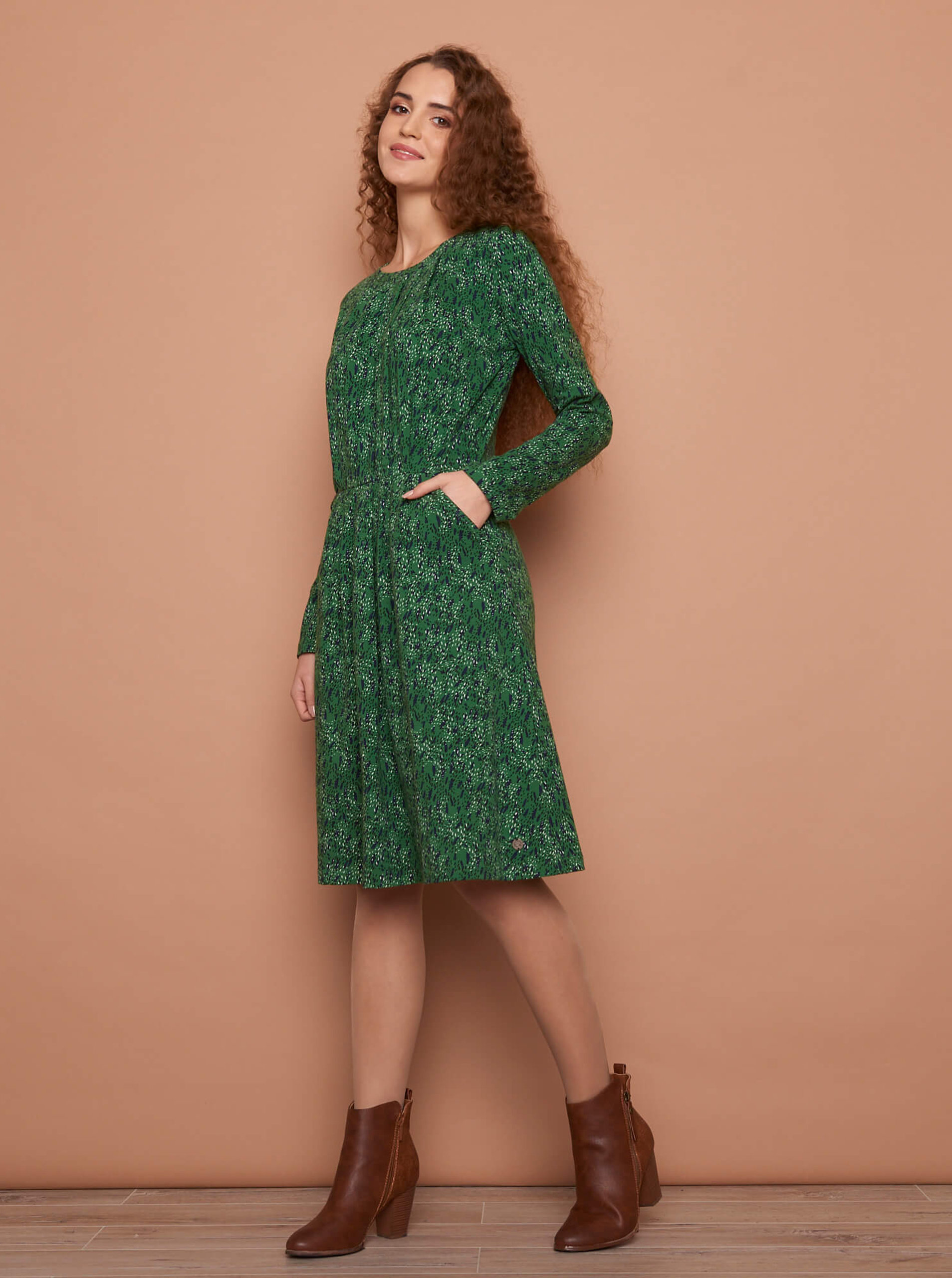 Zelené vzorované šaty Tranquillo
