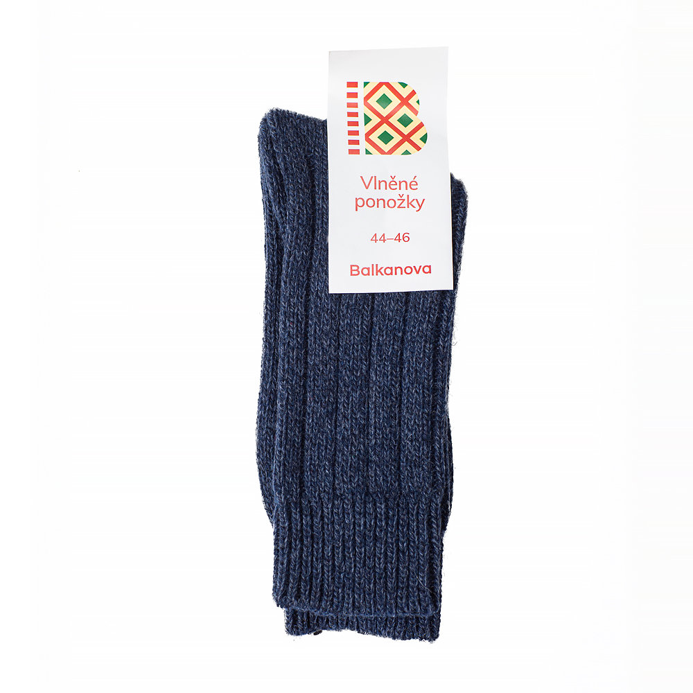 Vlněné ponožky 100% vlna, silný pružný úplet (tmavě modré) Balkanova