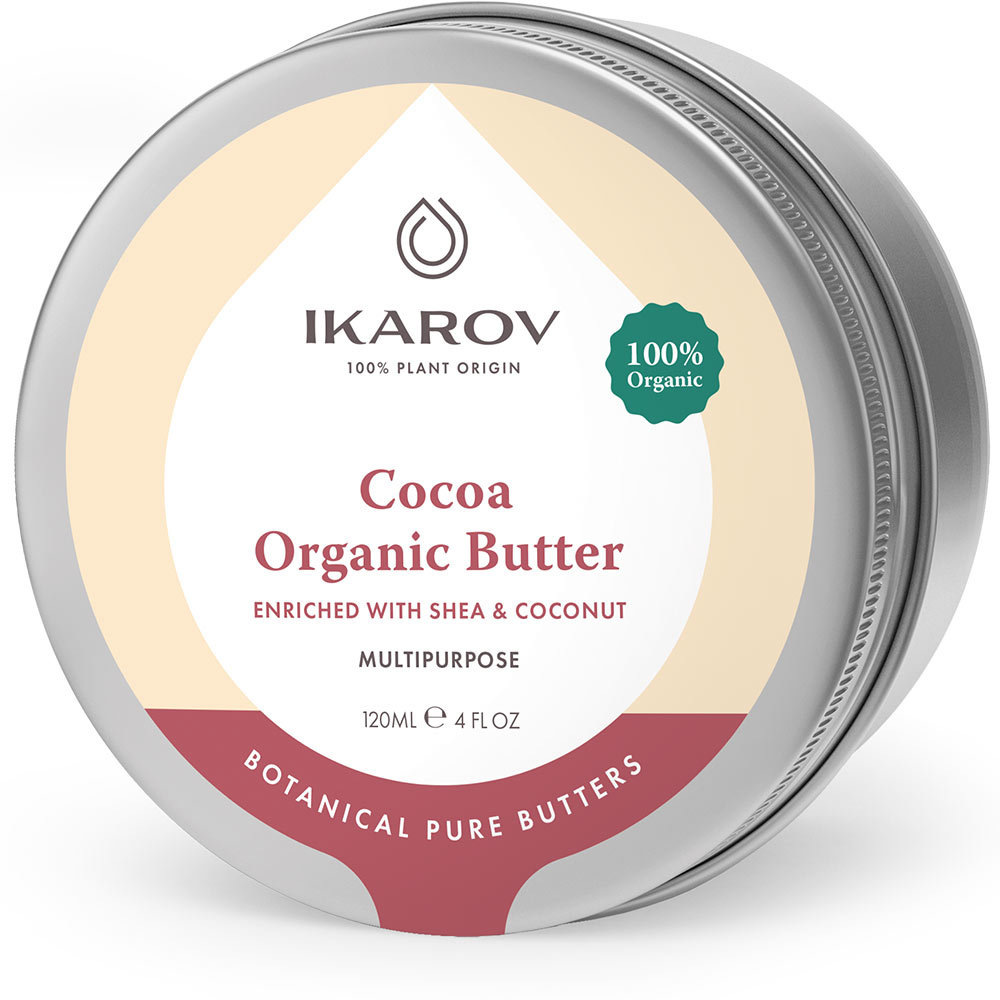 Fotografie Přírodní tělový kakaový olej s bambuckým máslem a kokosem Ikarov