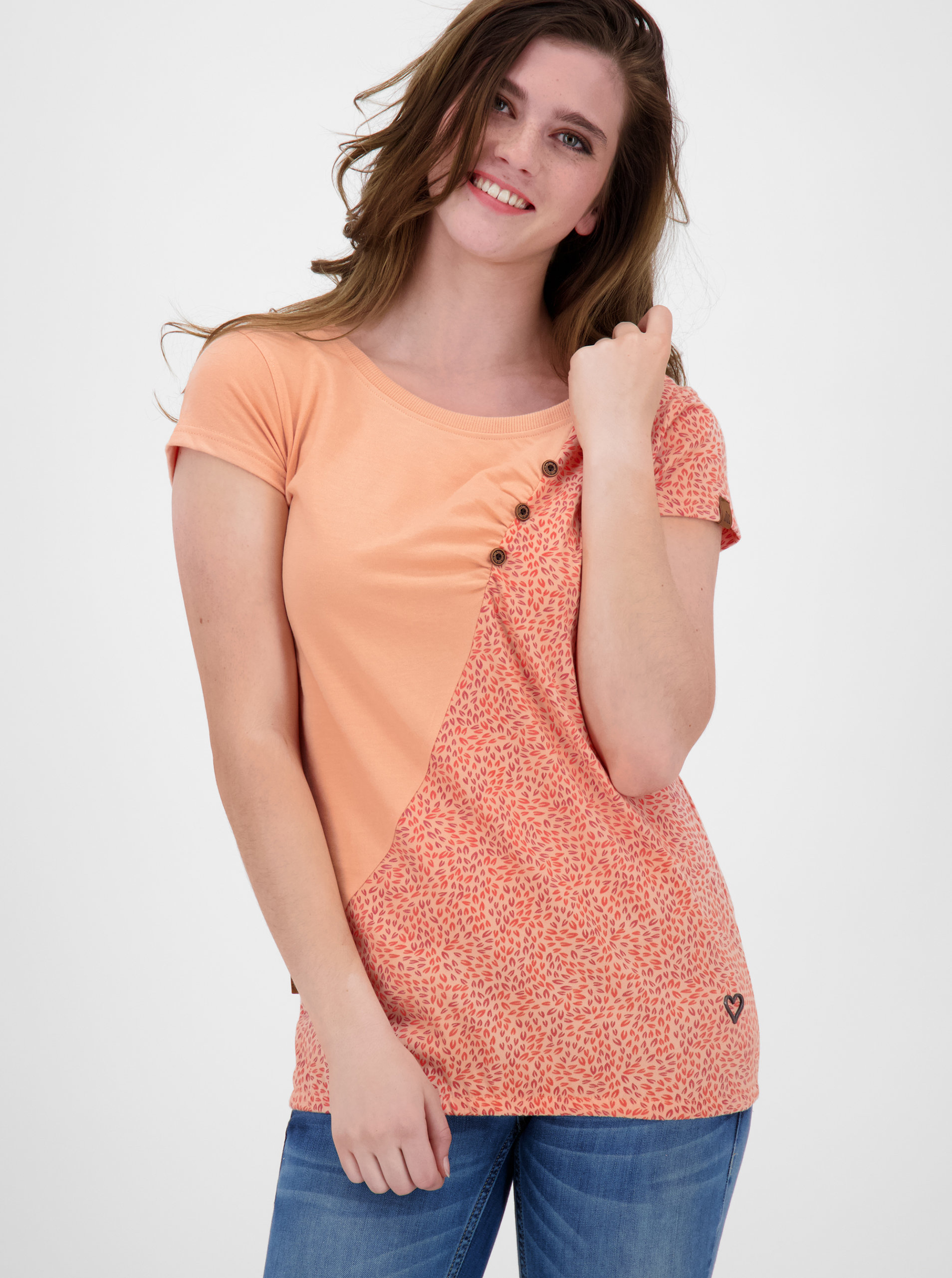 Fotografie Oranžové dámské puntíkované tričko Alife and Kickin
