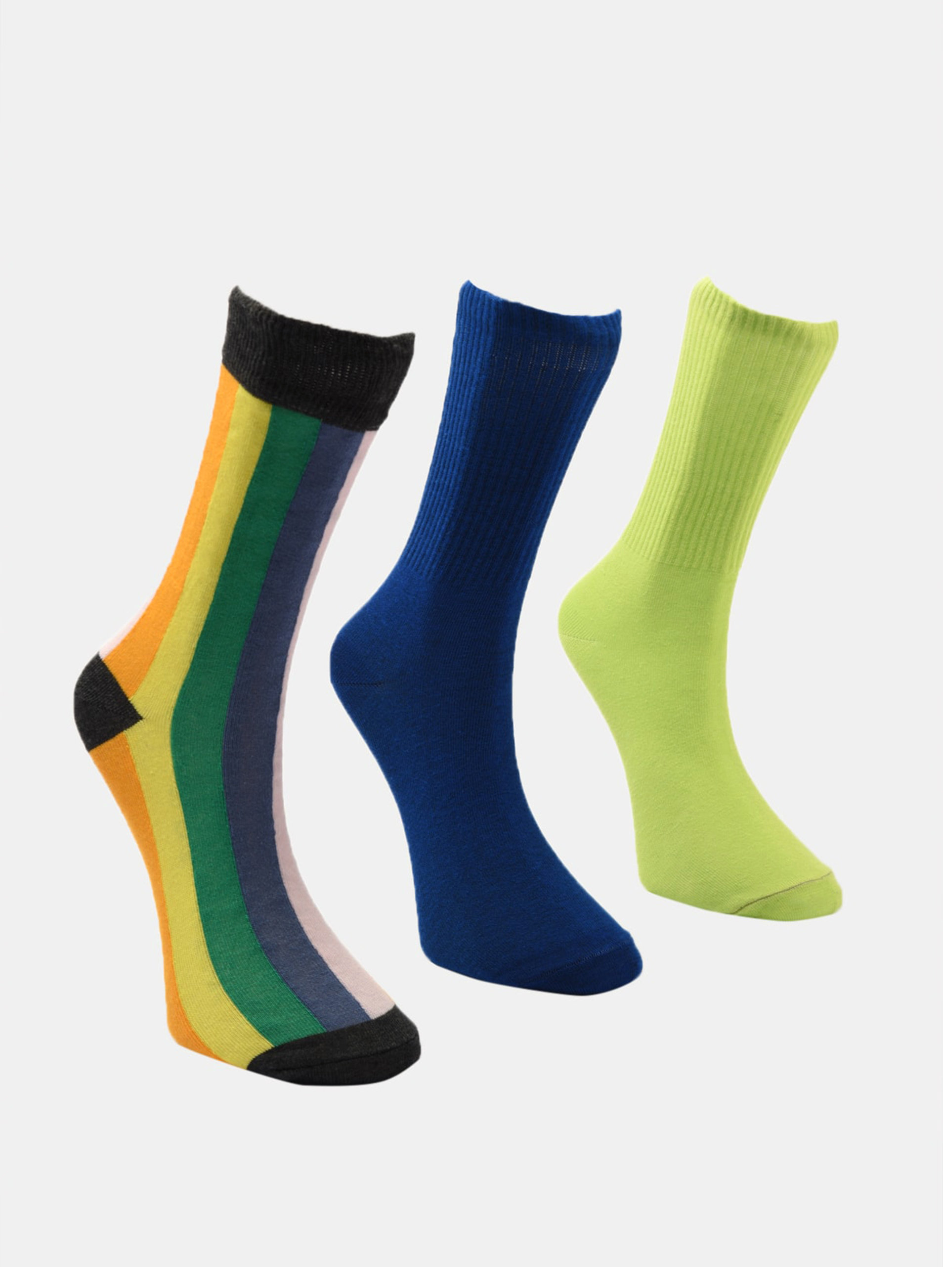 Fotografie Sada tří párů pánských ponožek v modré a zelené barvě Trendyol