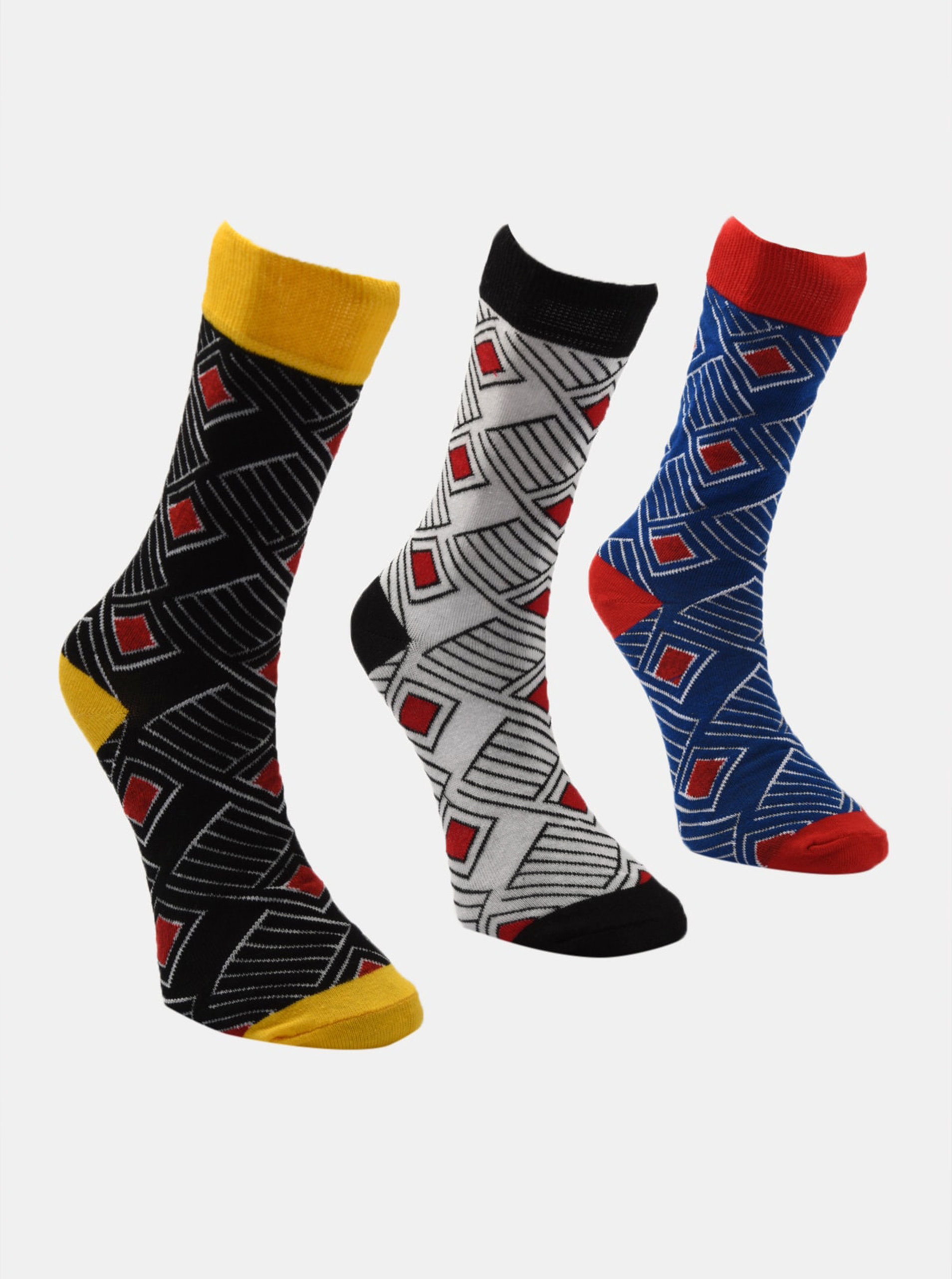 Fotografie Sada tří párů pánských ponožek v modré a šedé barvě Trendyol