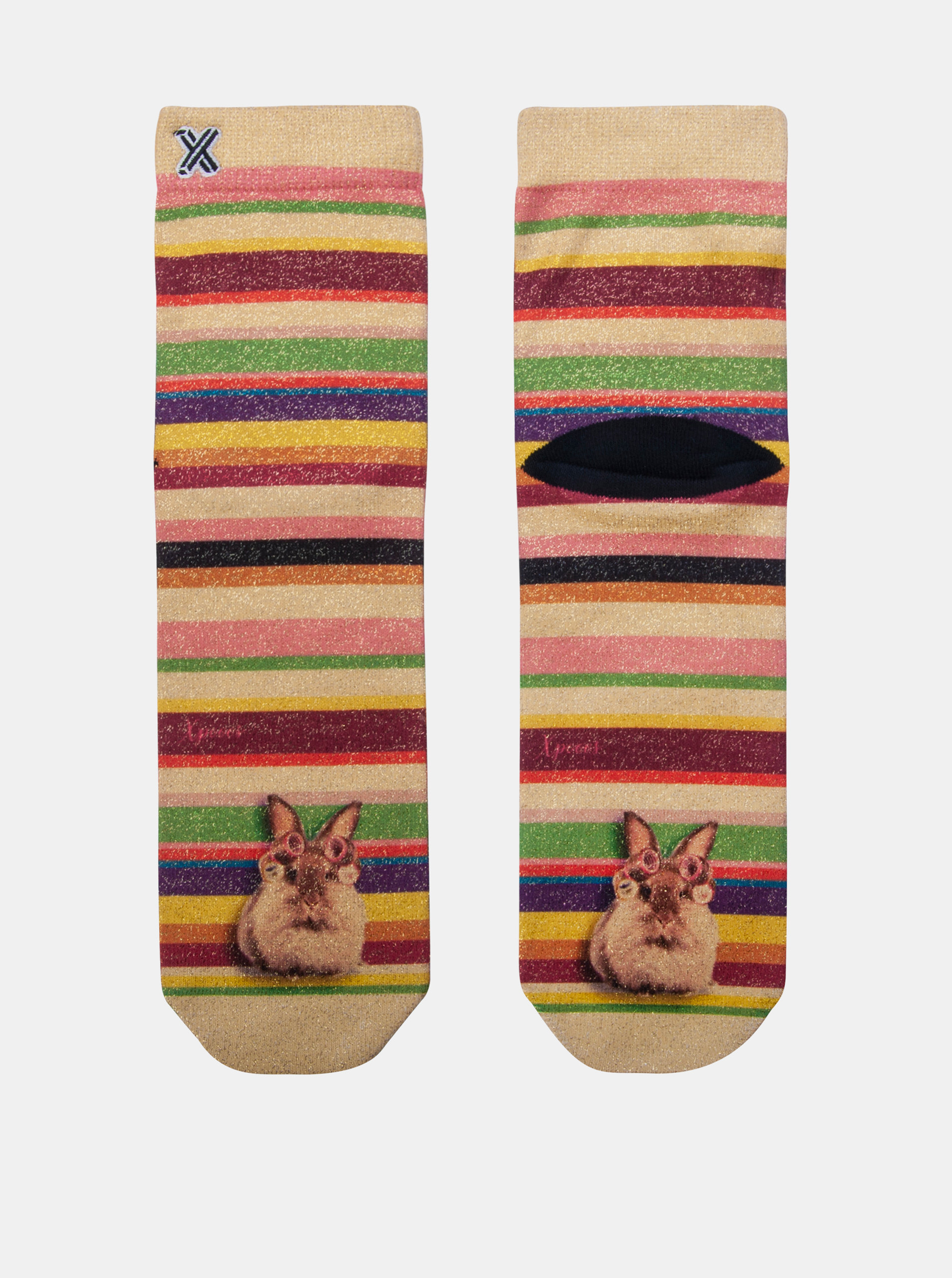 Fotografie Béžovo-růžové dámské ponožky XPOOOS