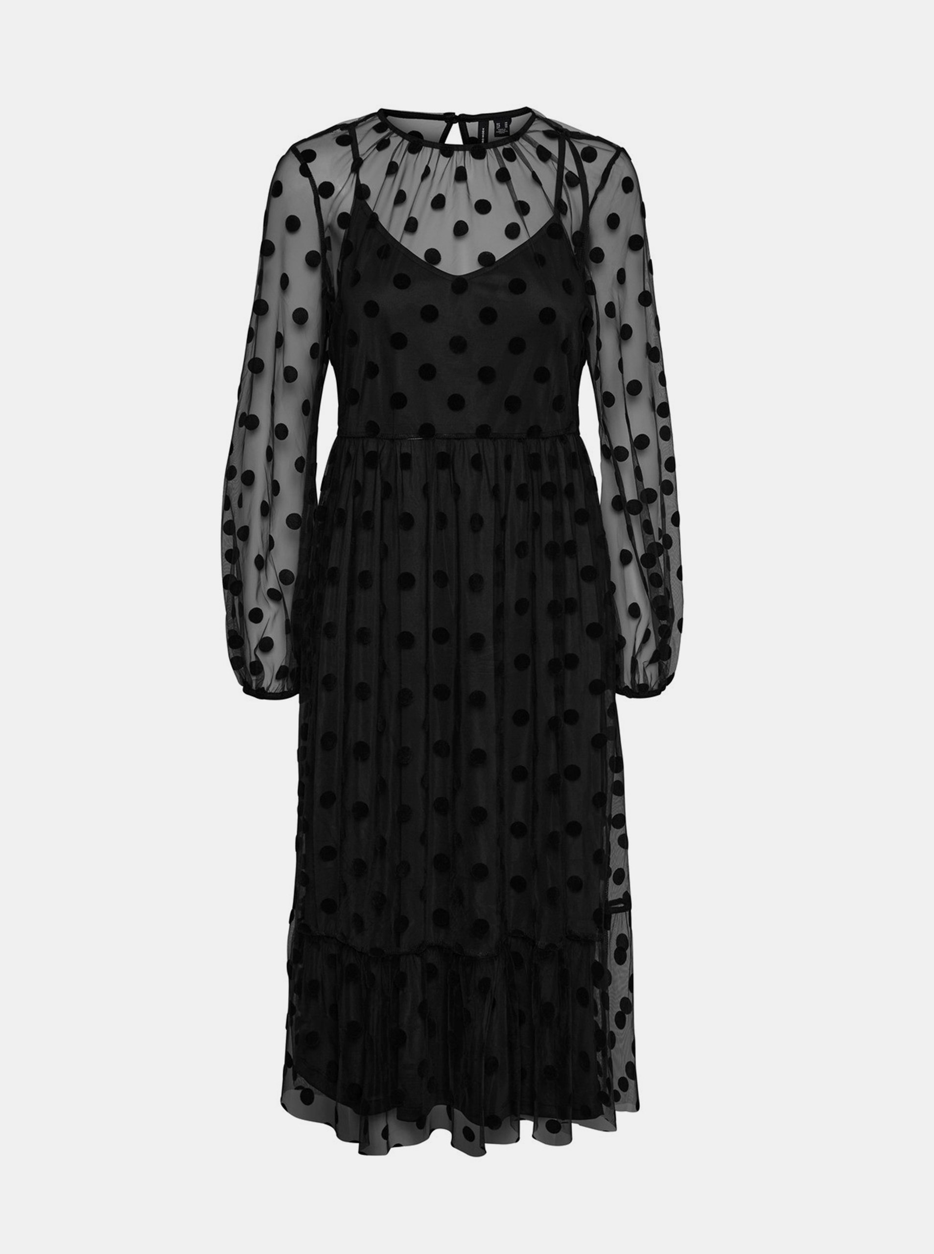 Fotografie Černé šaty s průsvitnými rukávy VERO MODA Augusta