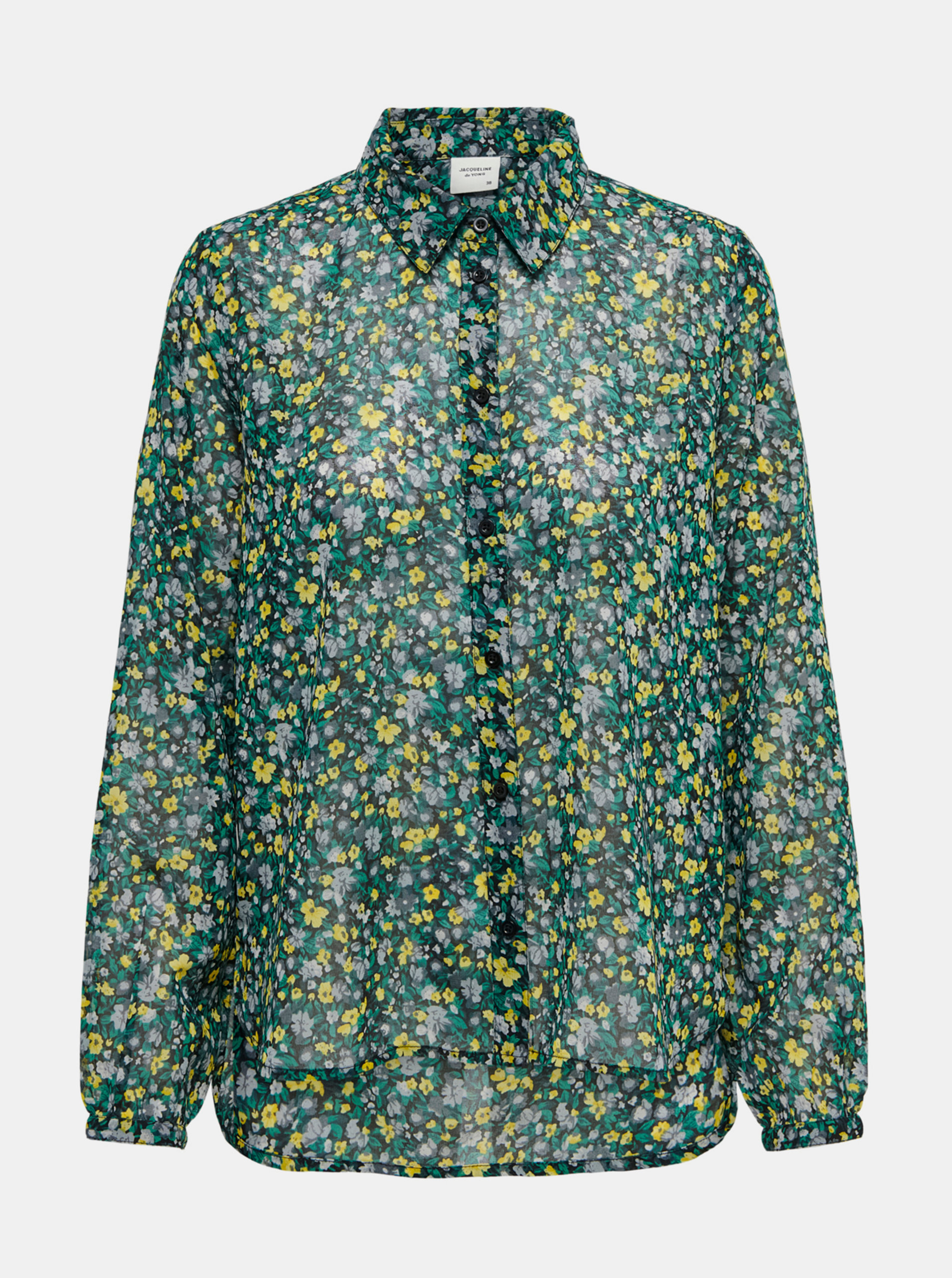 Zelená květovaná průsvitná košile Jacqueline de Yong-Anne