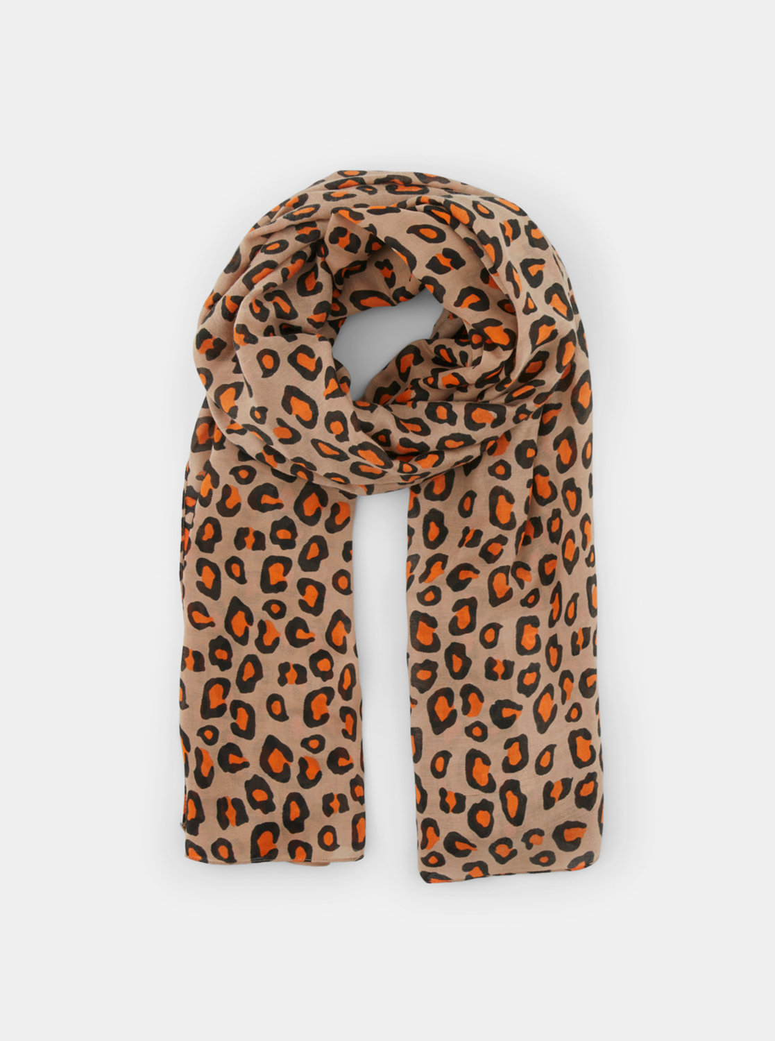 Fotografie Béžový šátek s leopardím vzorem Pieces Avonja