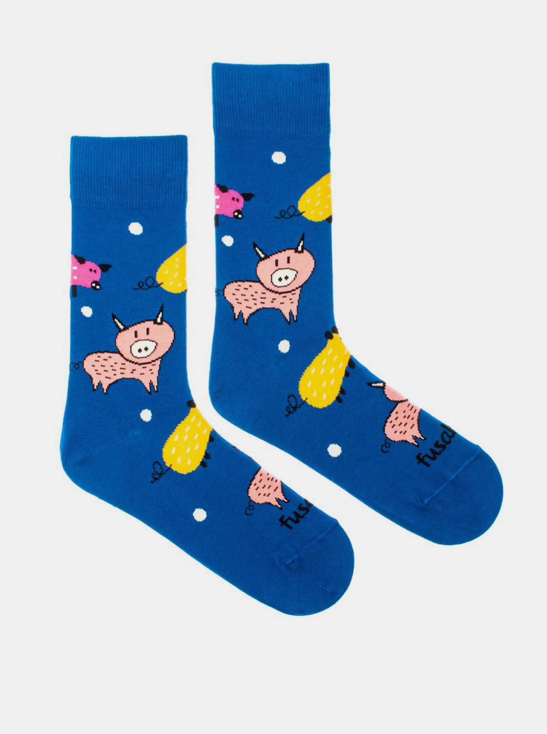 Fotografie Modré vzorované ponožky Fusakle Zlaté prase
