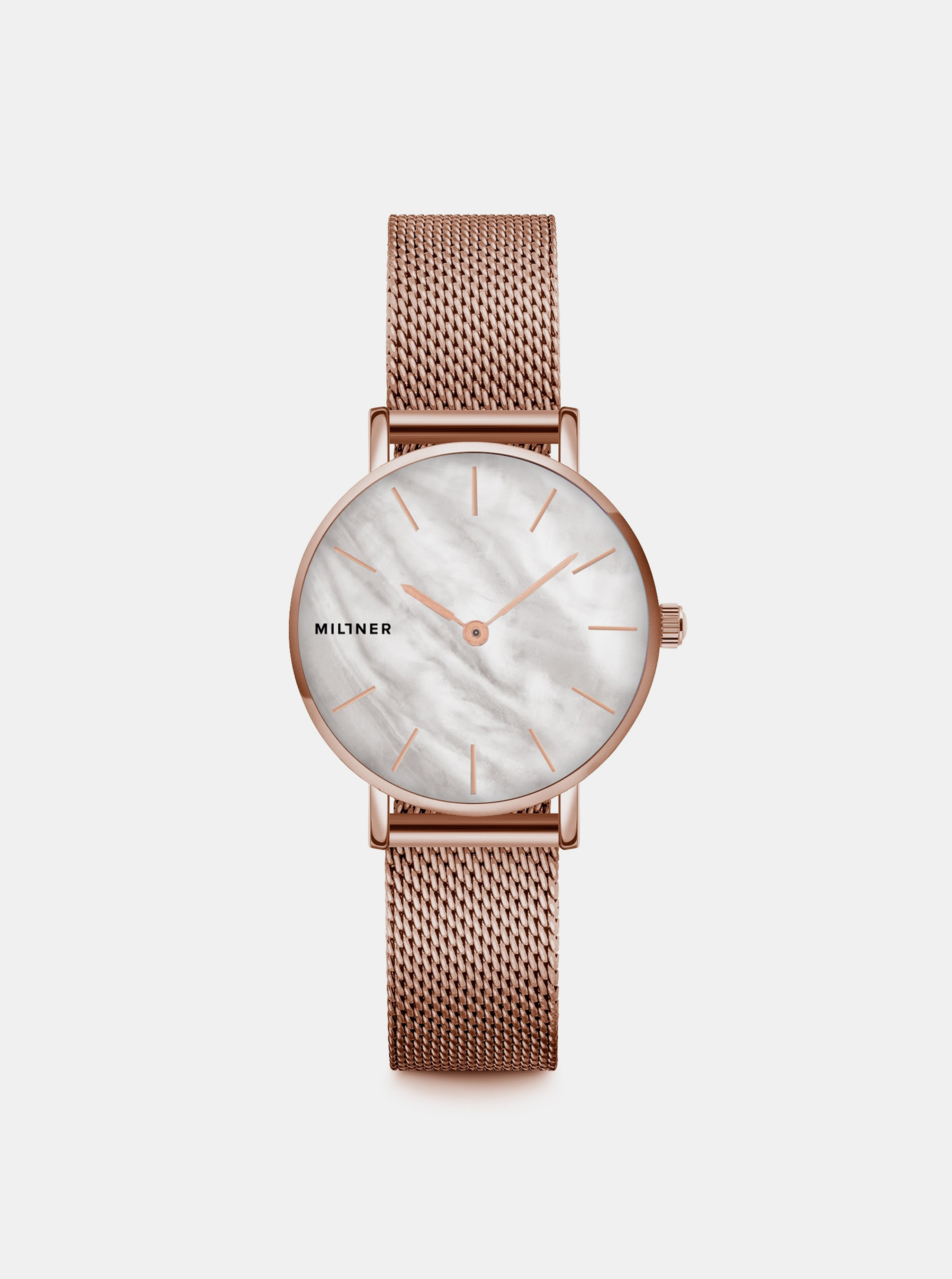 Fotografie Dámské hodinky s nerezovým páskem v růžovozlaté barvě Millner Mini