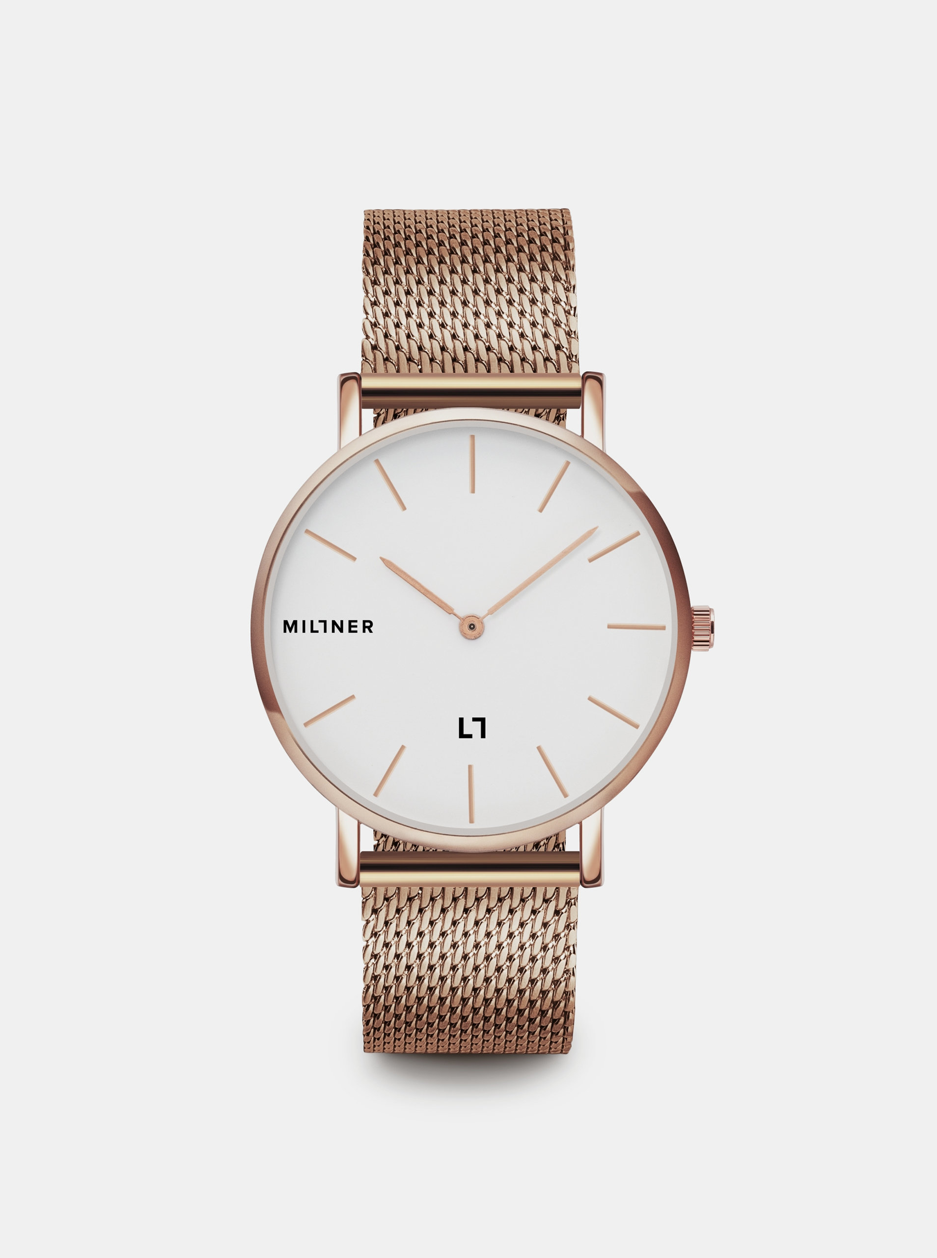 Fotografie Dámské hodinky s nerezovým páskem v růžovozlaté barvě Millner Mayfair