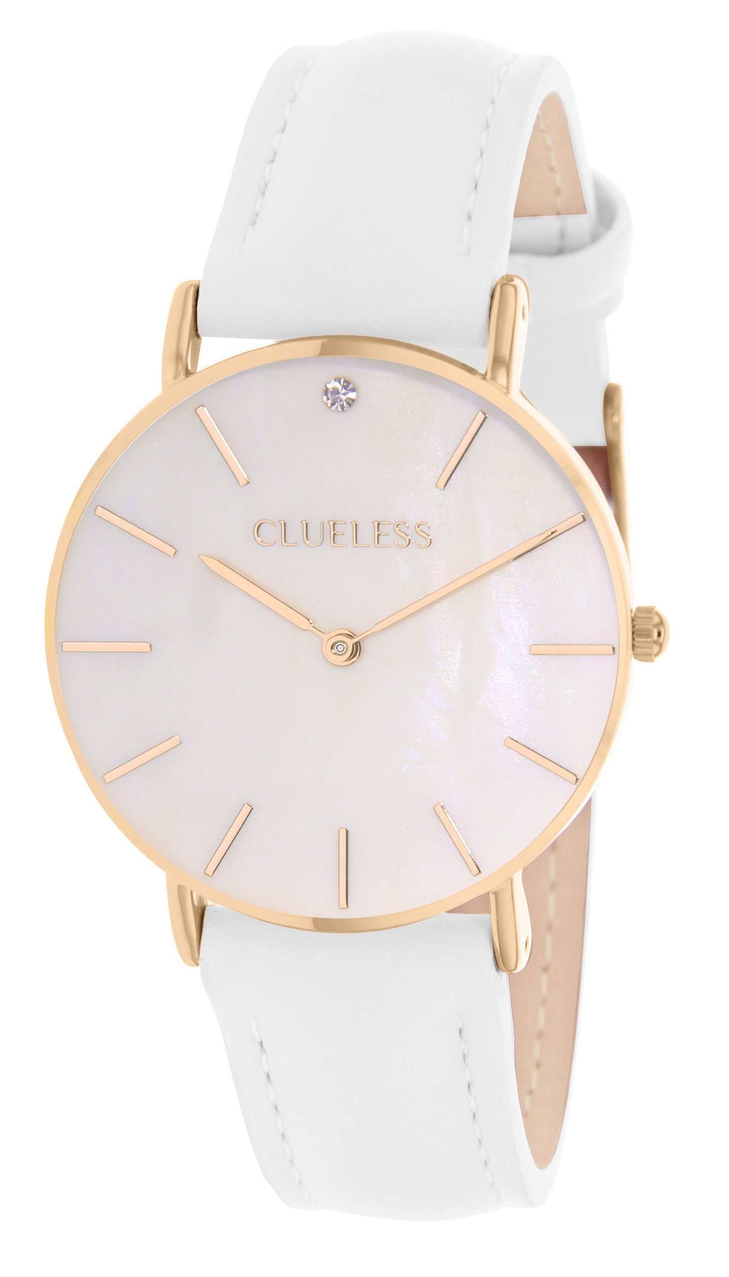 Dámské hodinky s bílým koženým páskem Clueless
