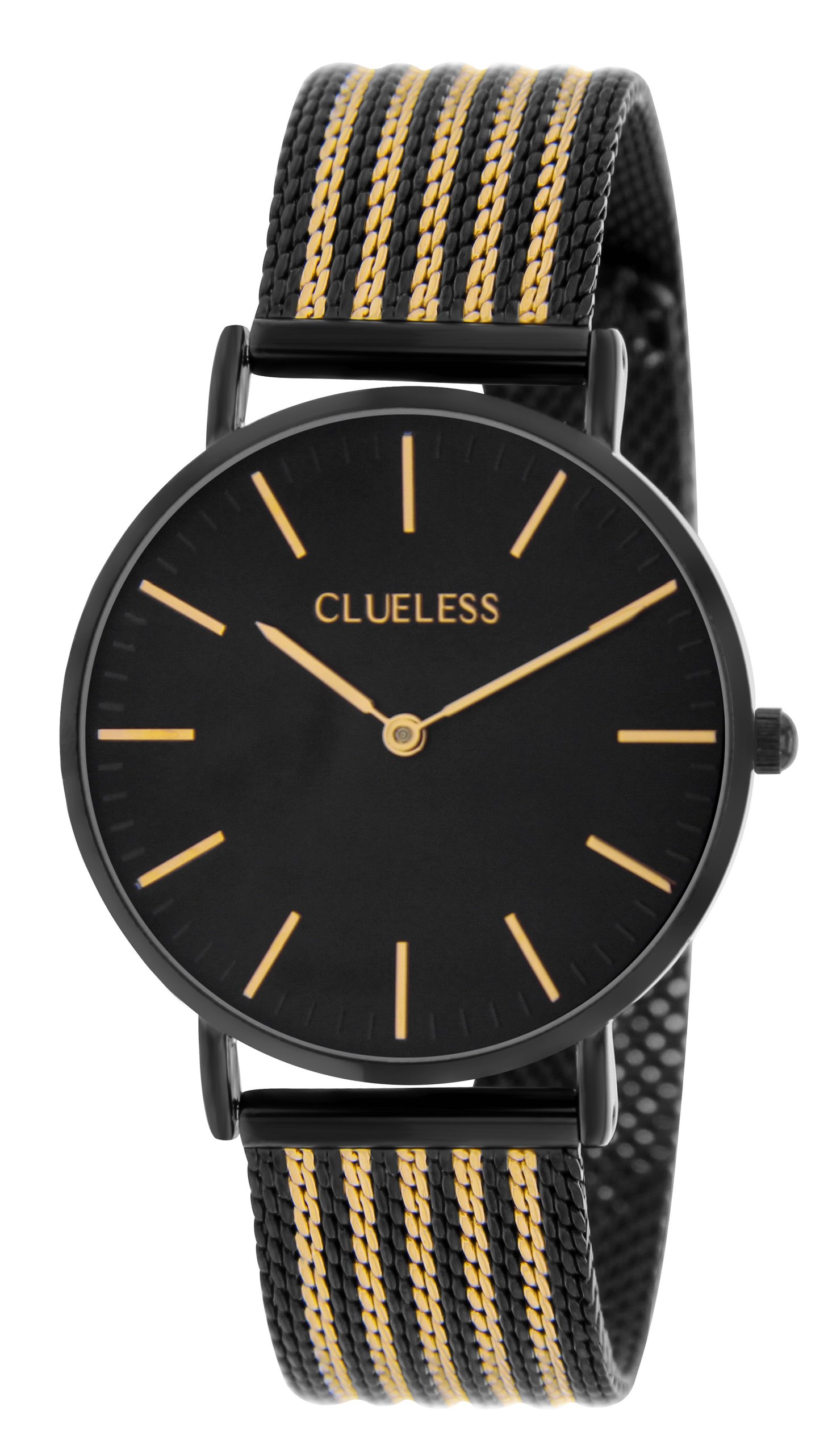 Fotografie Dámské hodinky s nerezovým páskem v černo-zlaté barvě Clueless