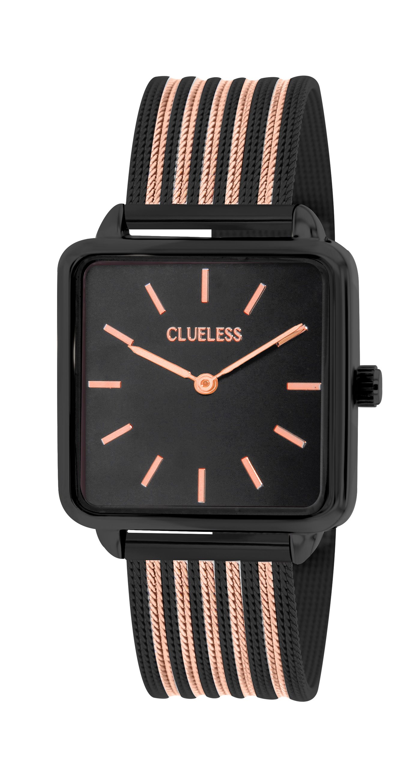 Fotografie Dámské hodinky s nerezovým páskem v černo-zlaté barvě Clueless