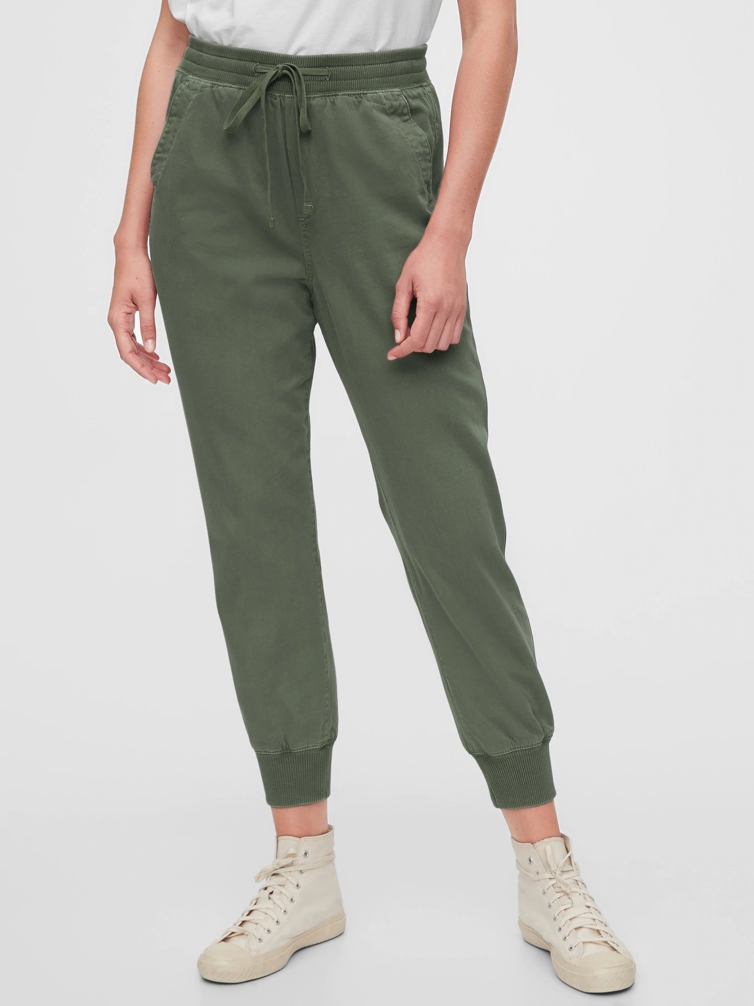 Zelené dámské kalhoty GAP Ribbed Joggers