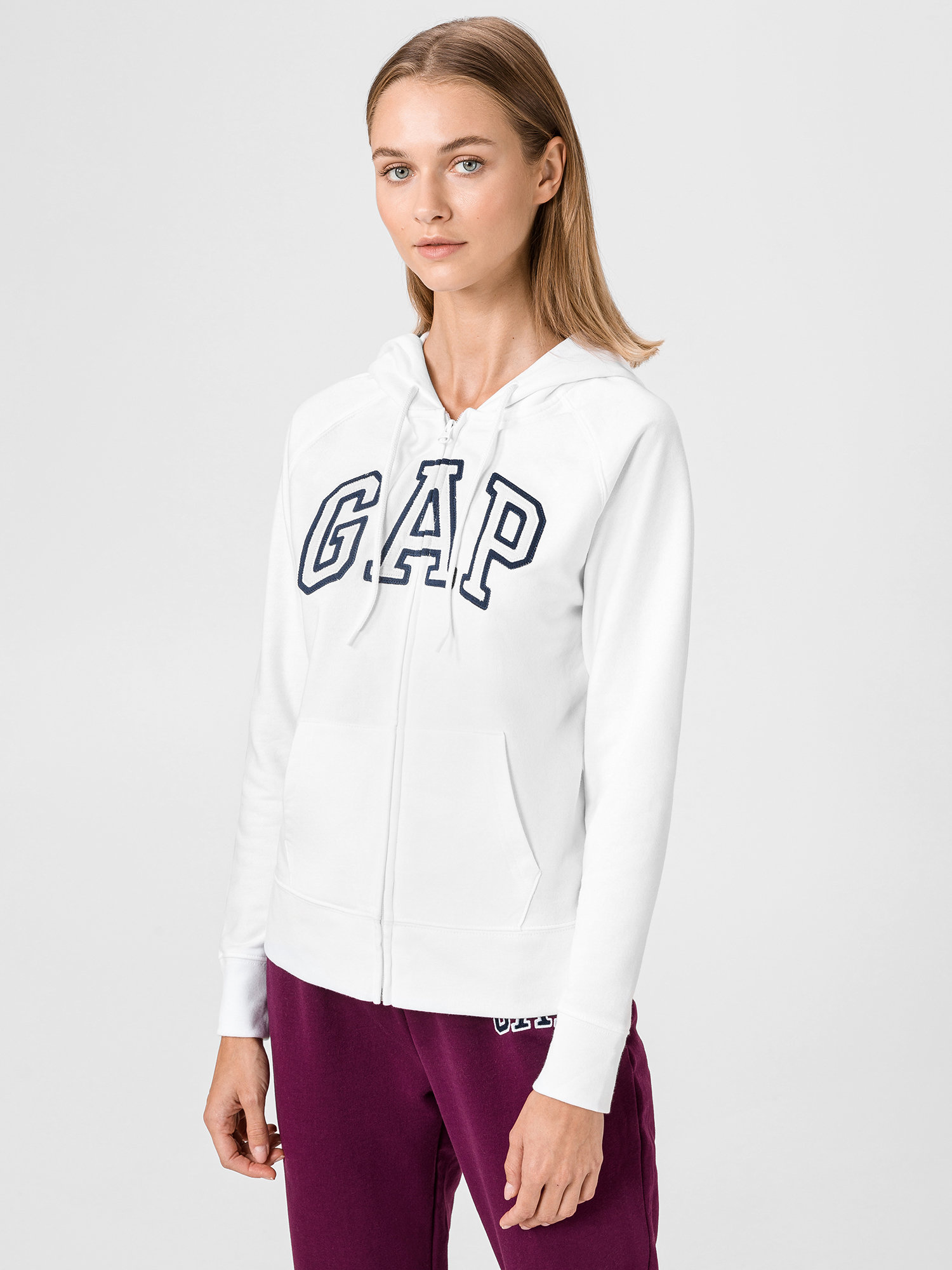 Fotografie Bílá dámská mikina GAP Zip Logo