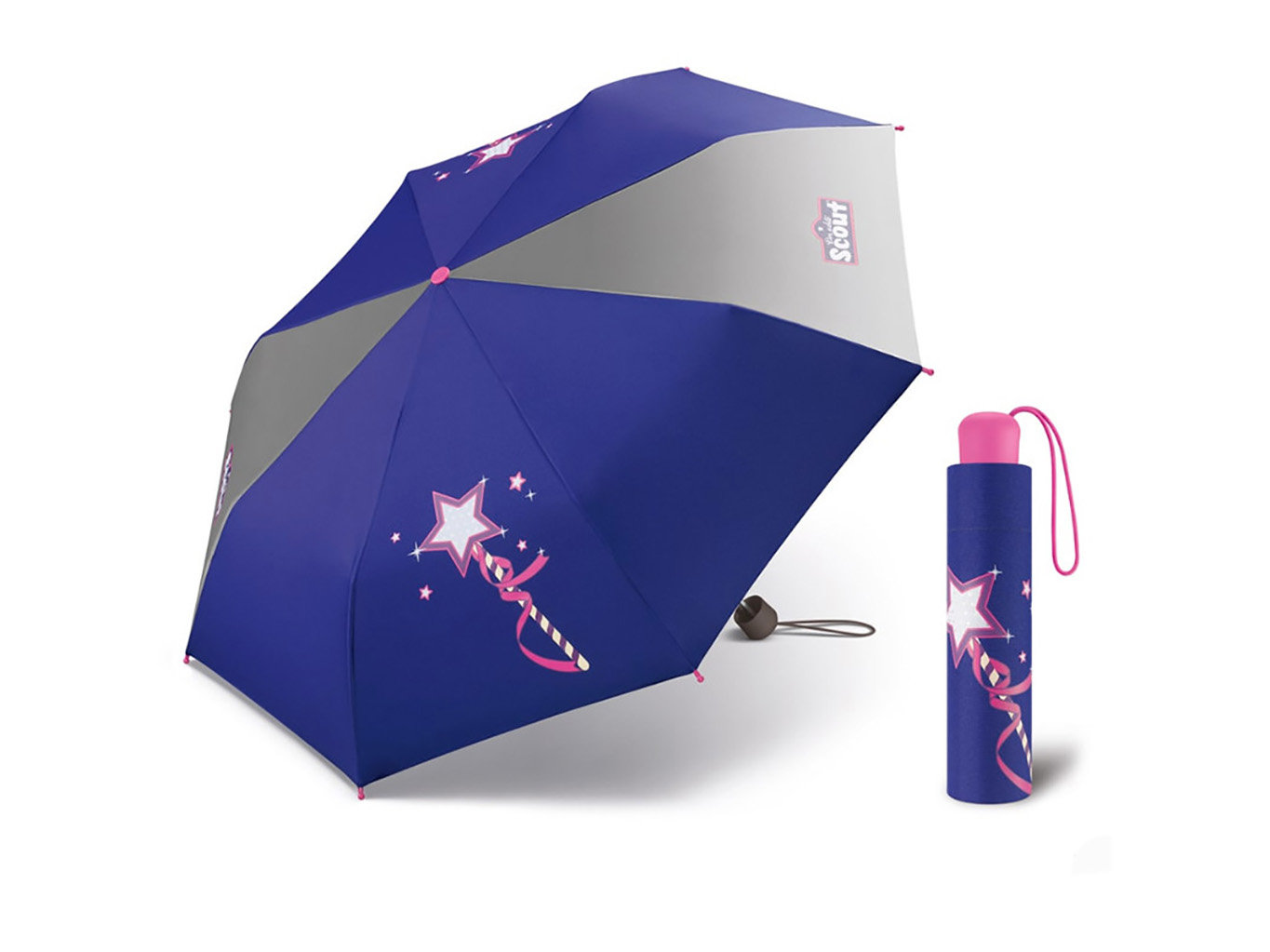 Scout MAGIC WAND dětský skládací deštník kouzelná hůlka - Fialová