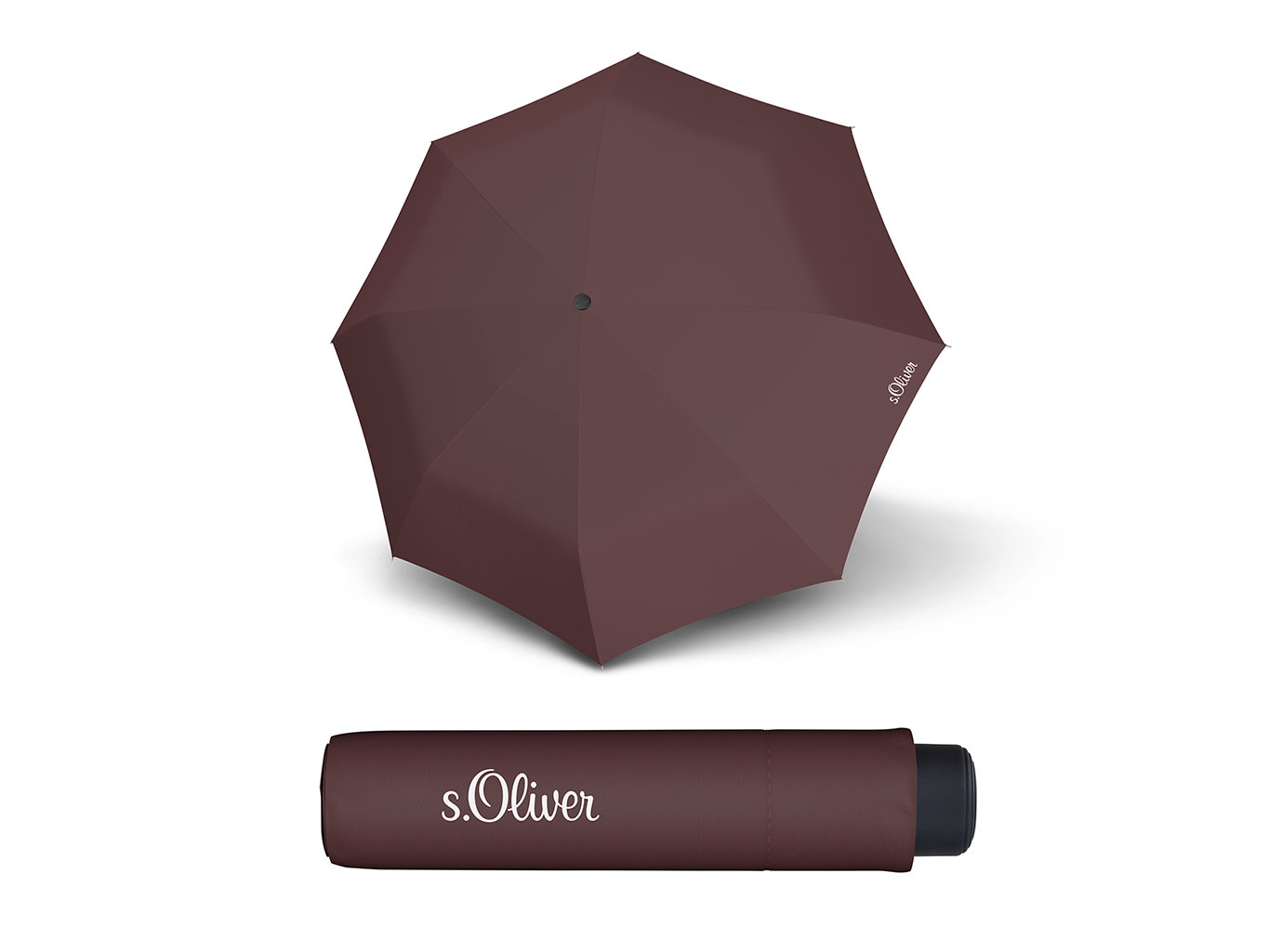 Fotografie s.Oliver Smart Uni Seasonal Maroon Brown skládací mini deštník - Hnědá