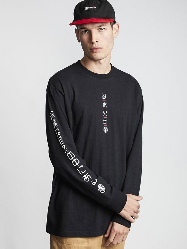 Fotografie Element TAKASHI FLINT BLACK pánské triko s dlouhým rukávem - černá
