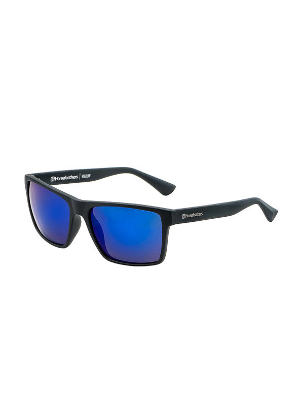 Horsefeathers MERLIN matt black/mirror blue sluneční brýle pilotky - černá