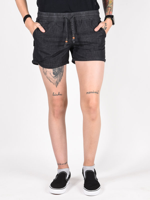 Alife and Kickin JANEAK black denim plátěné kraťasy dámské - černá