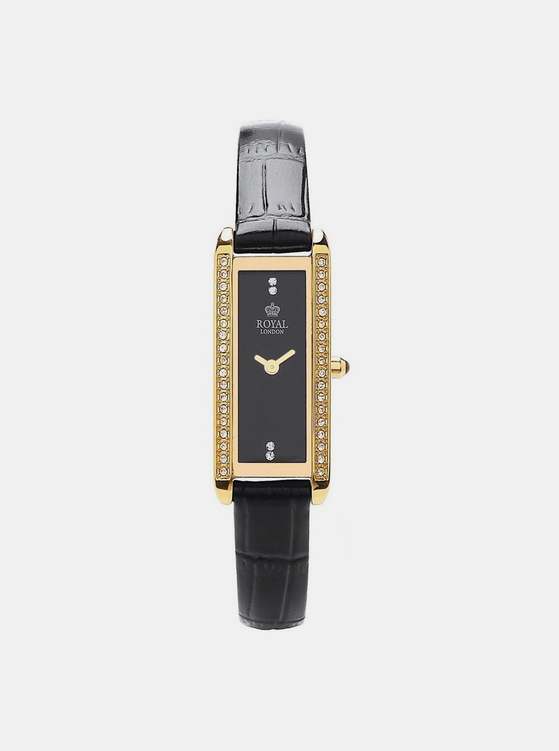 Fotografie Dámské hodinky s černým koženým páskem Royal London 2018
