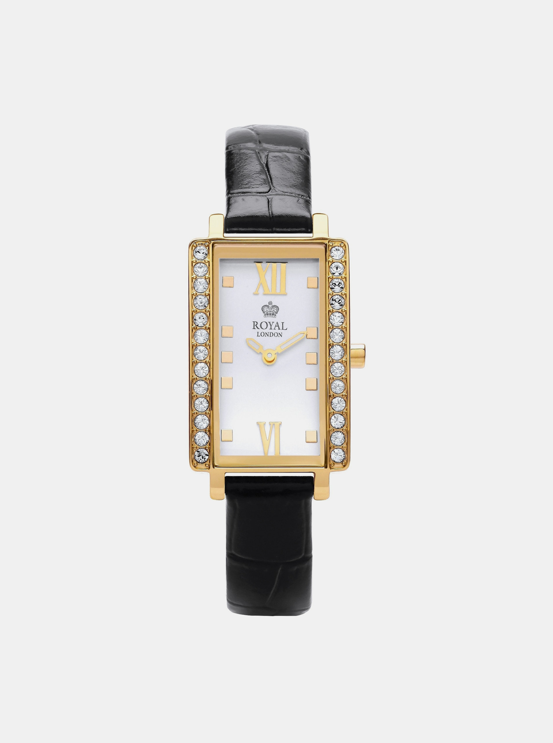 Fotografie Dámské hodinky s černým koženým páskem Royal London 2018
